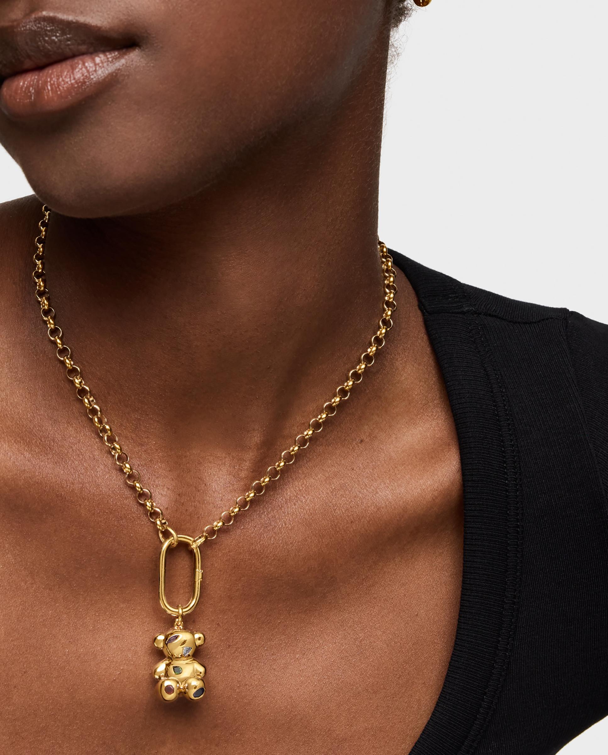 Pendente Bold Bear Urso Banhado em Ouro 18 Kt Sobre Prata e Gemas Multicolor-6