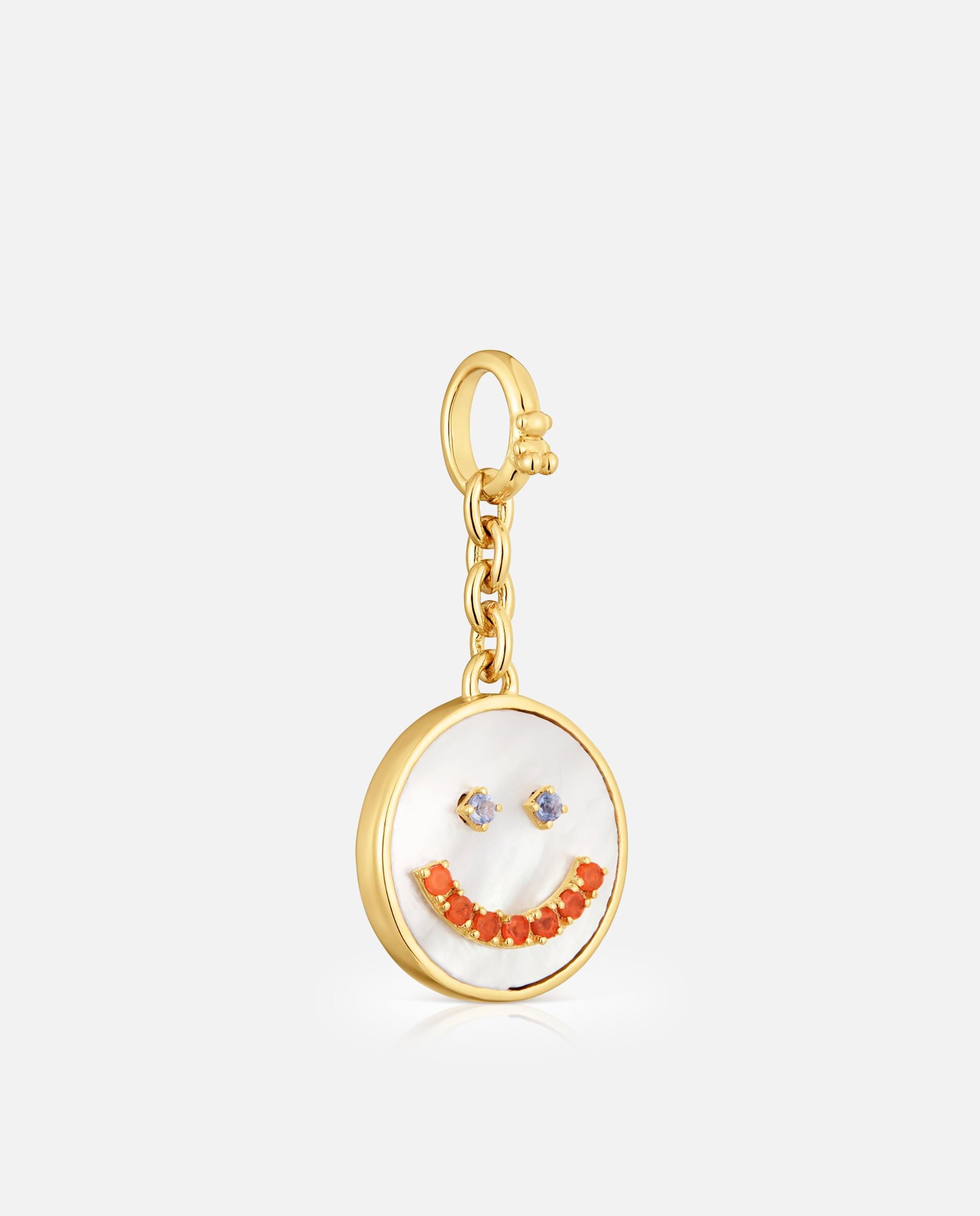 Pendente Medallions Smile Banhado em Ouro 18 Kt Sobre Prata com Madrepérola e Gemas 15 Mm Multicolor-2