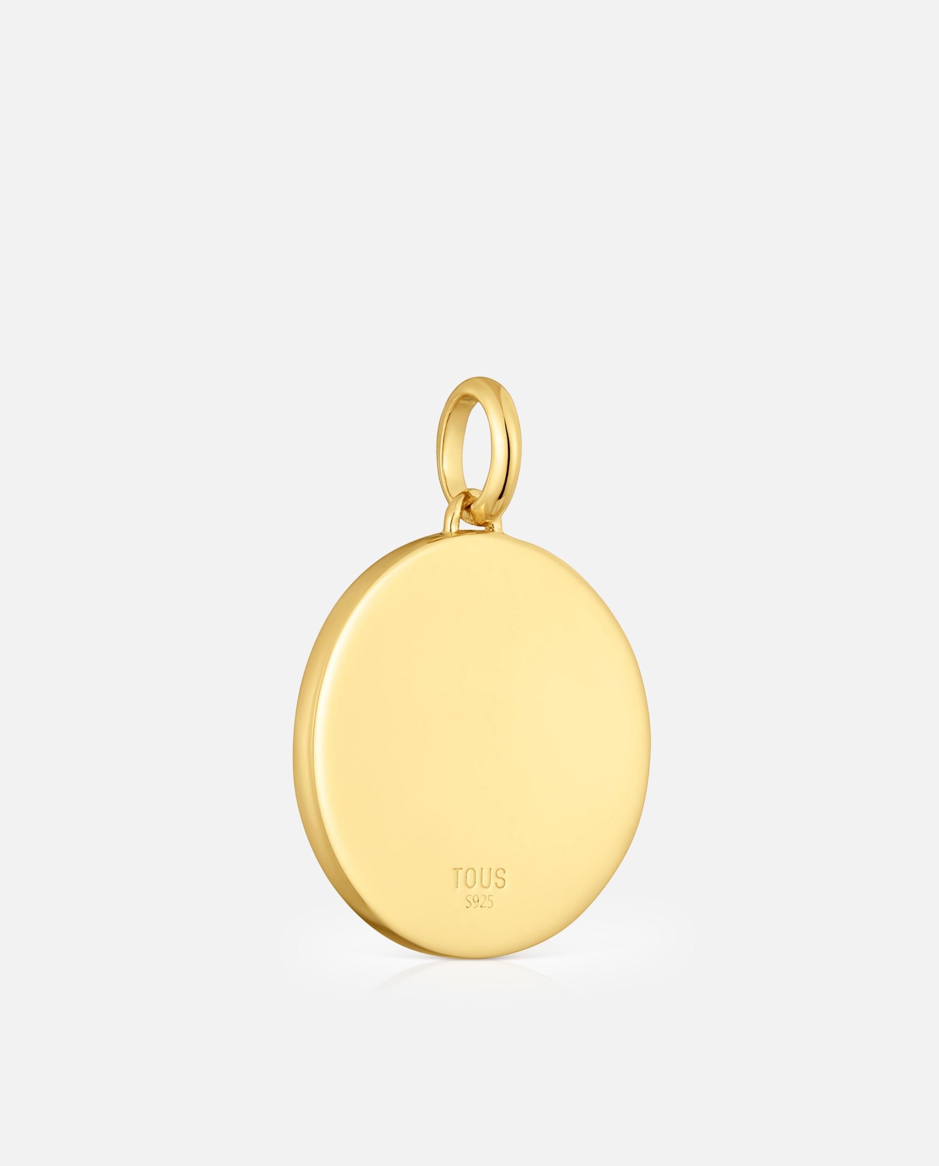 Pendente Medallions Smile Banhado em Ouro 18 Kt Sobre Prata com Madrepérola e Gemas 22 Mm Multicolor-3