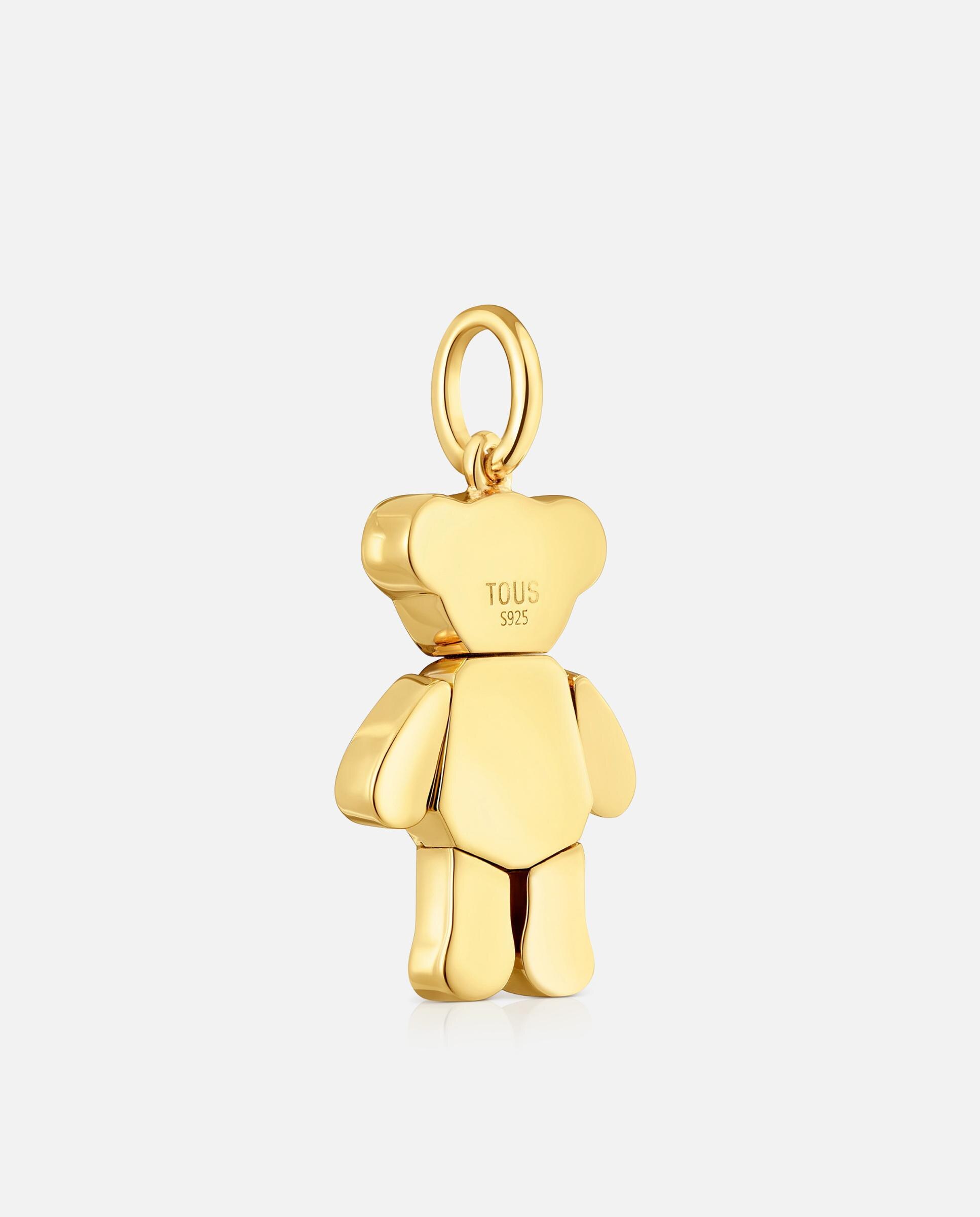 Pendente Teddy Bear Urso Banhado em Ouro 18 Kt Sobre Prata e Ametistas Roxo-3