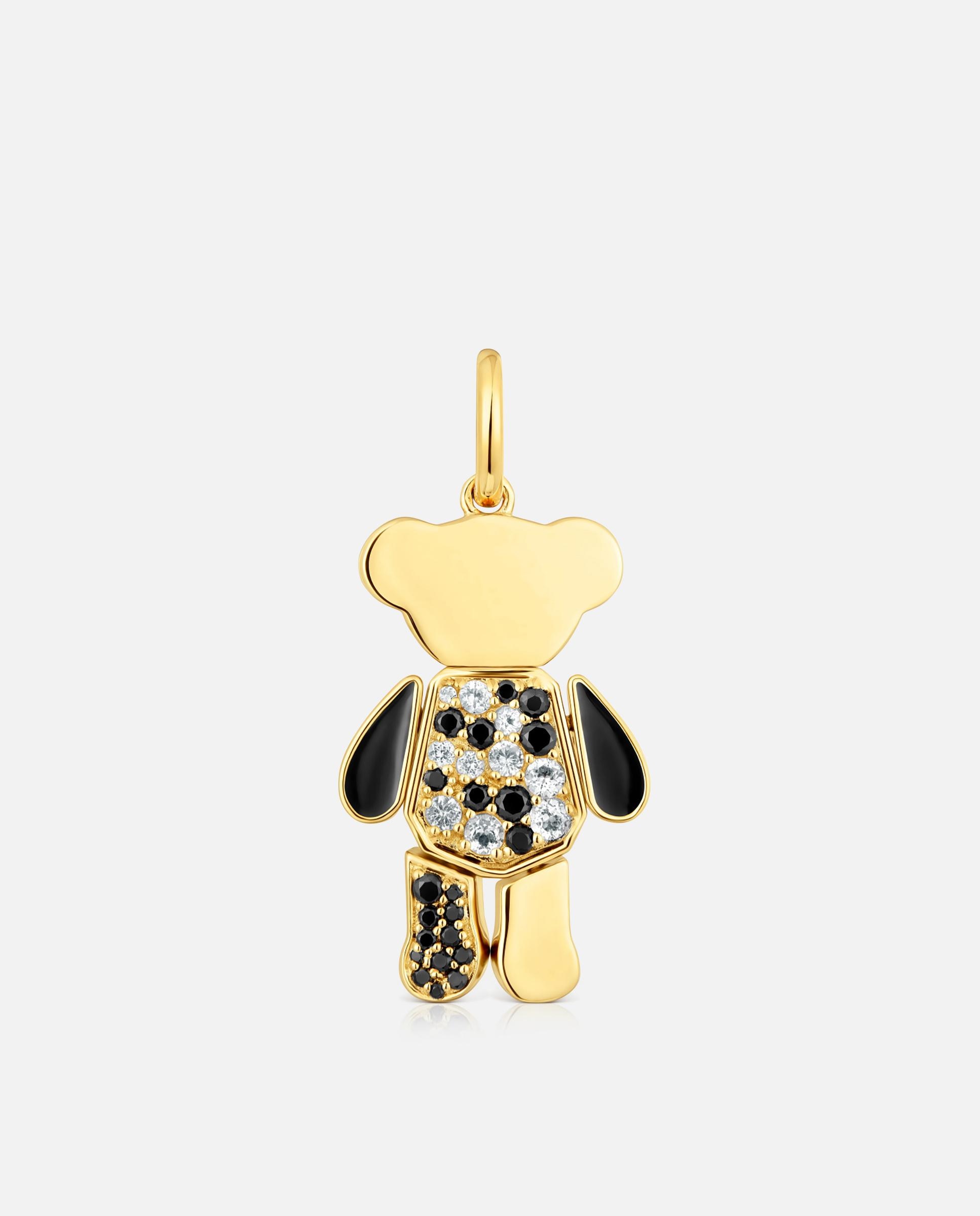 Pendete Teddy Bear Urso Banhado em Ouro 18 Kt Sobre Prata e Gemas Multicolor-1