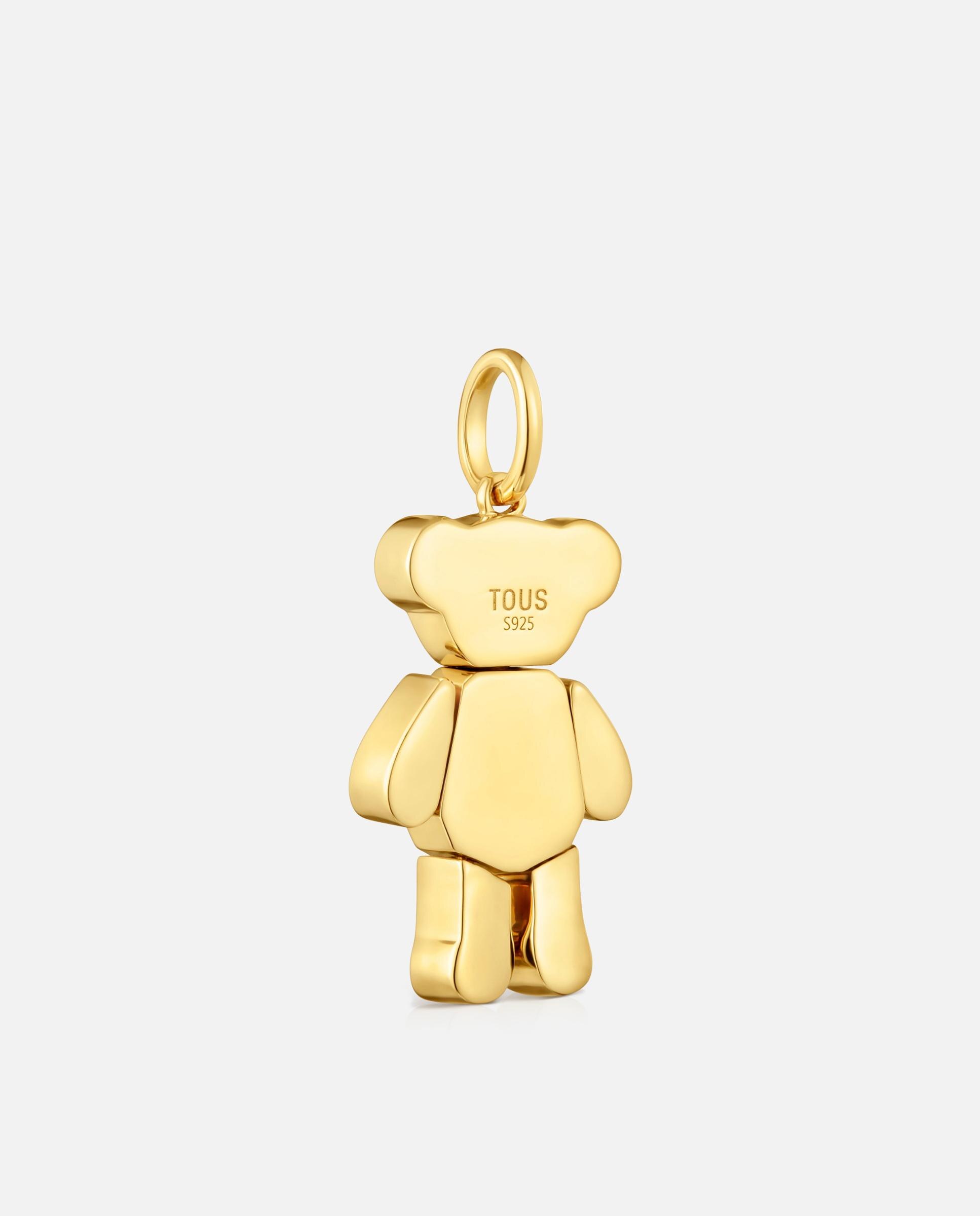 Pendete Teddy Bear Urso Banhado em Ouro 18 Kt Sobre Prata e Gemas Multicolor-3