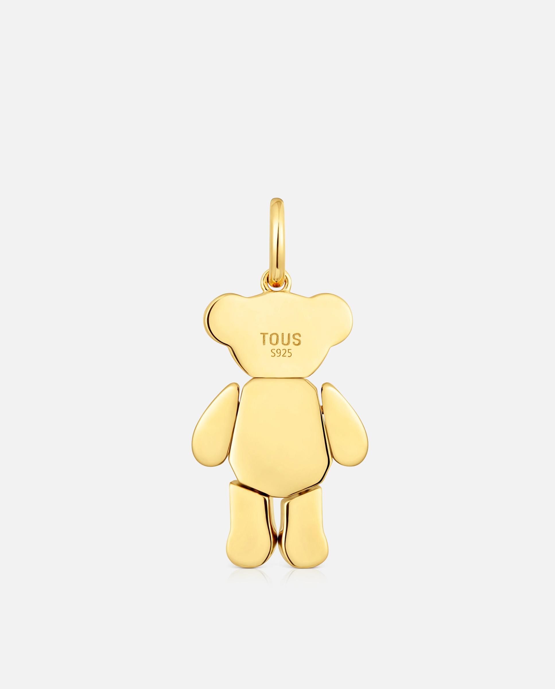 Pendete Teddy Bear Urso Banhado em Ouro 18 Kt Sobre Prata e Gemas Multicolor-4