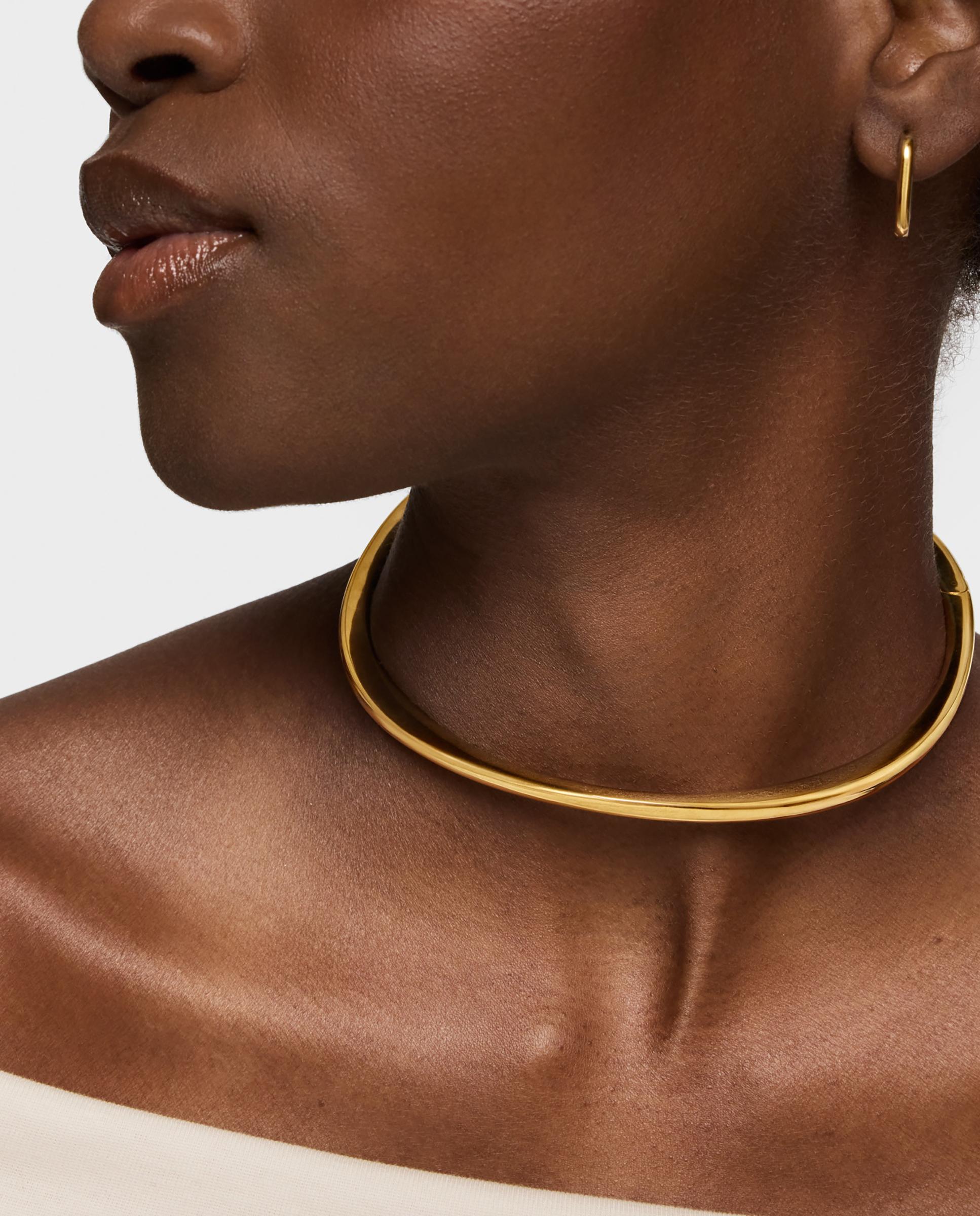 Colar Aberto Line Banhado em Ouro 18 Kt Sobre Prata Dourado-4