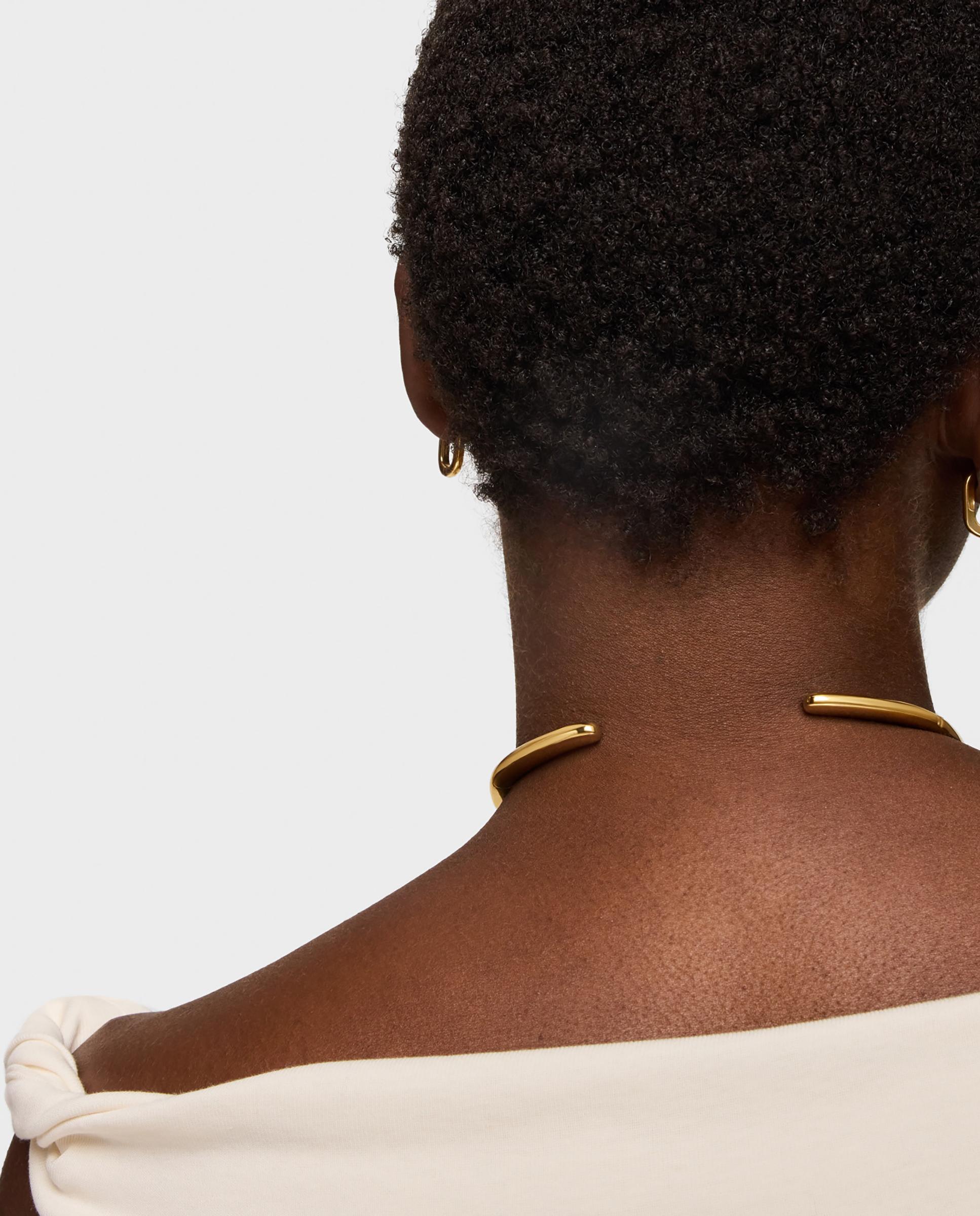 Colar Aberto Line Banhado em Ouro 18 Kt Sobre Prata Dourado-5