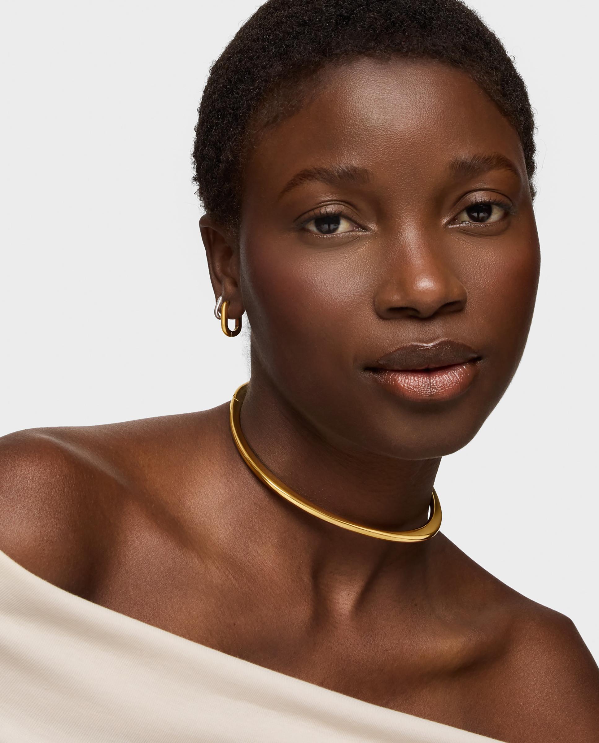Colar Aberto Line Banhado em Ouro 18 Kt Sobre Prata Dourado-6