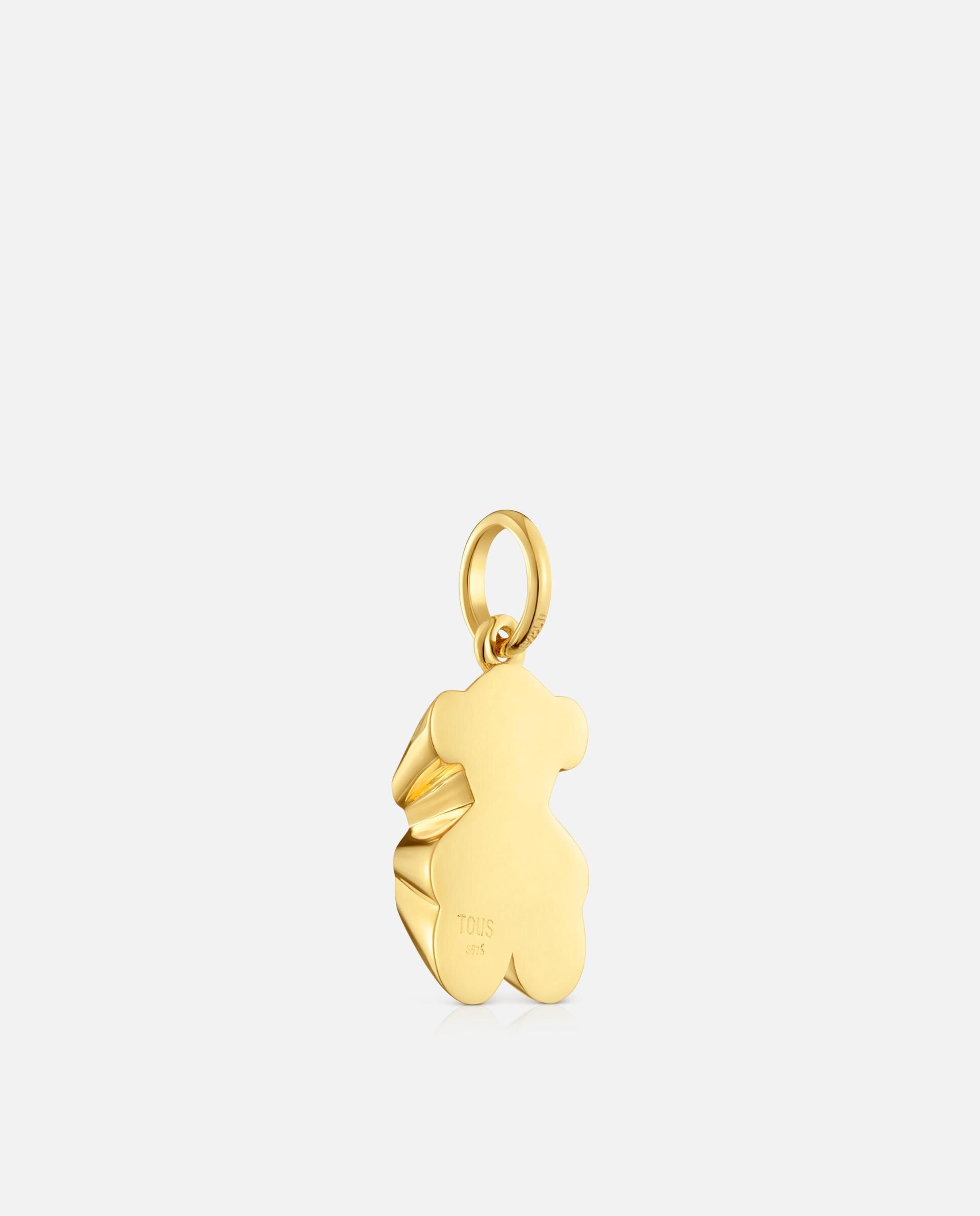 Pendente Sweet 40s Banhado em Ouro 18 Kt Sobre Prata com Urso Projetado Dourado-3