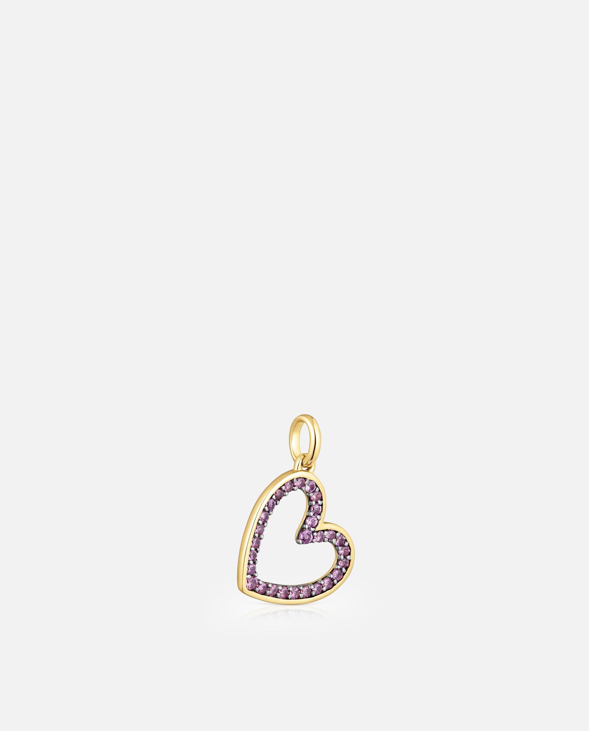 Pendente Medallions Coração de Ouro 14 Kt e Rodolita Rosa-2