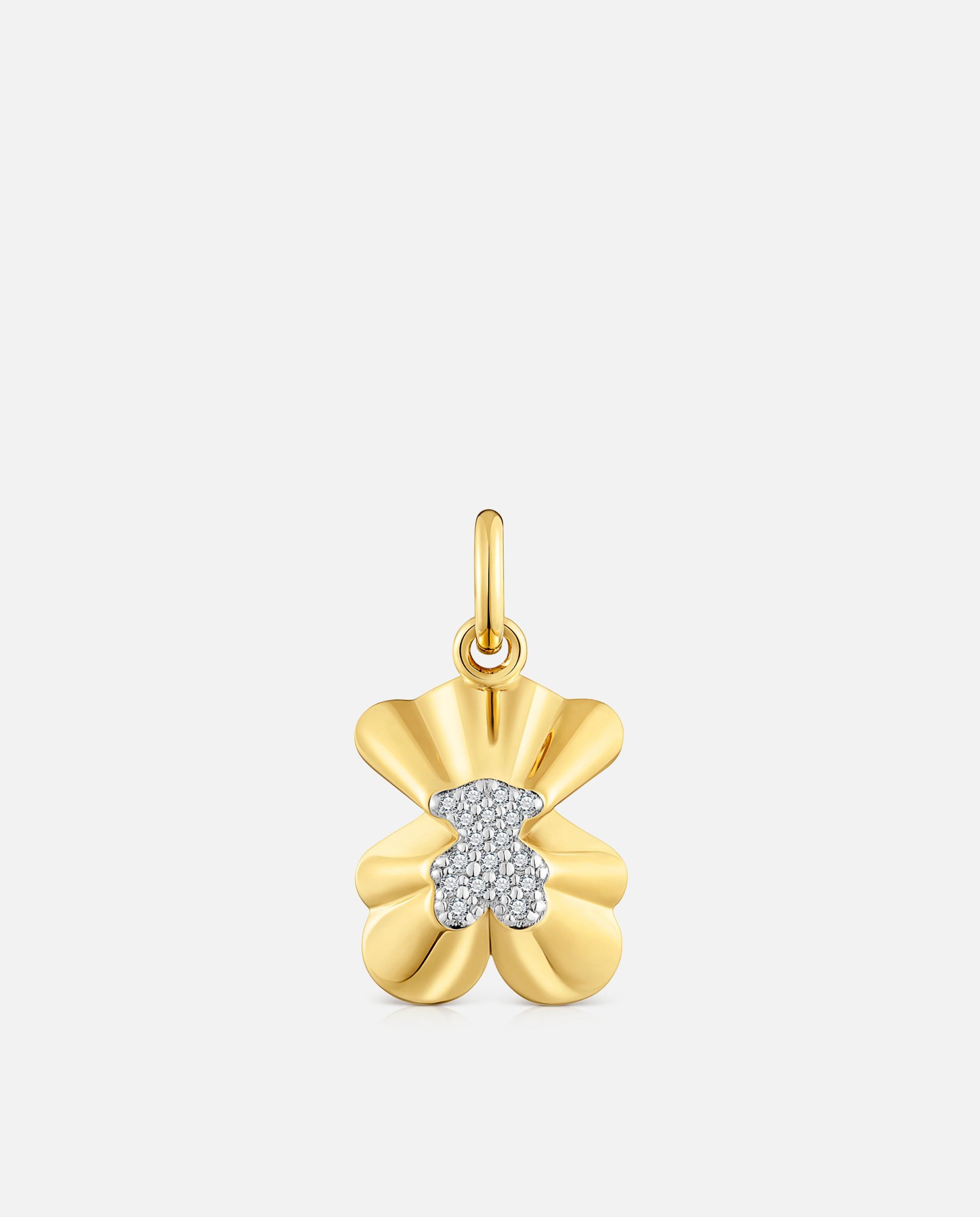 Pendente Sweet 40s Banhado em Ouro 18 Kt Sobre Prata Urso Projetado e Diamantes Branco-1