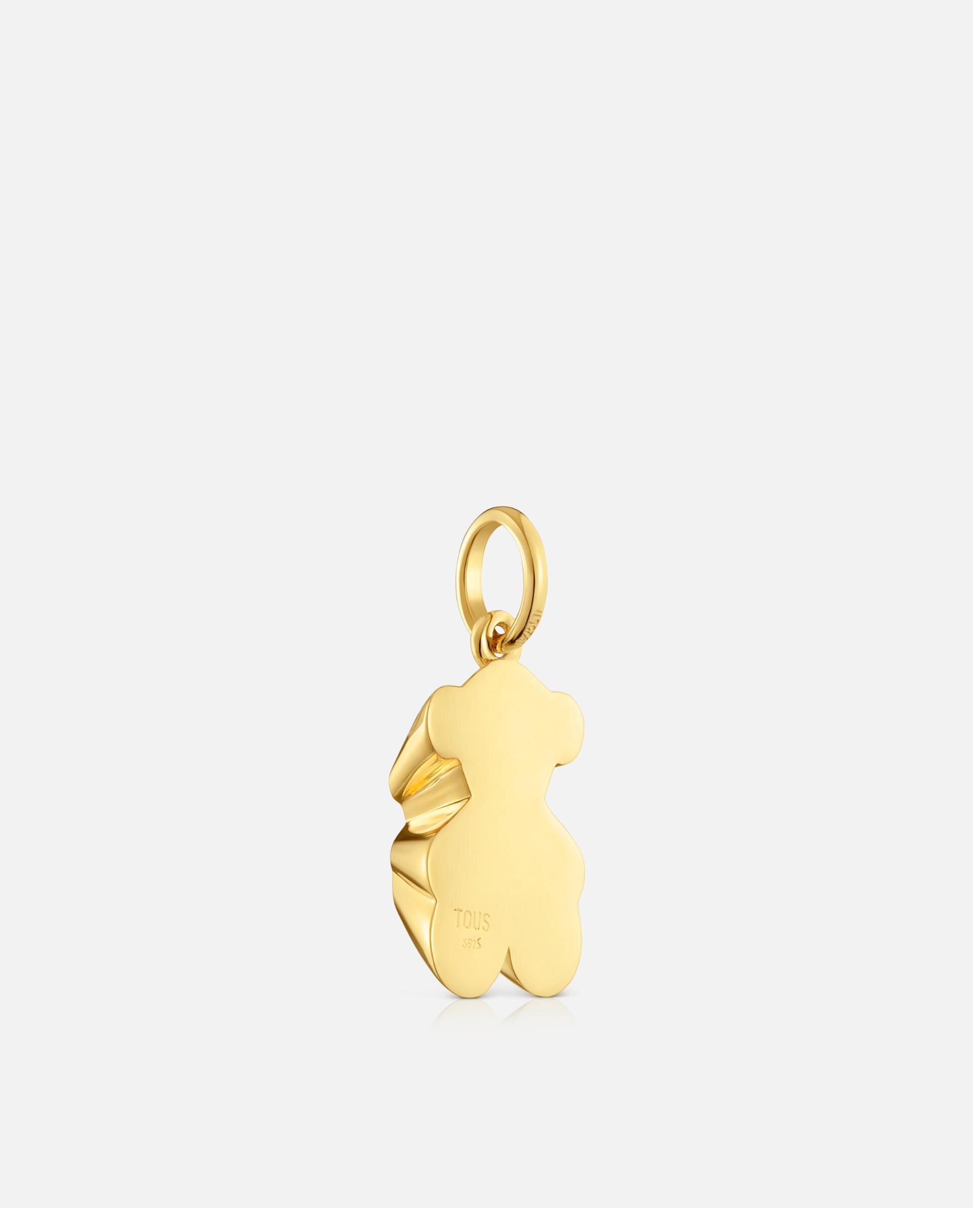 Pendente Sweet 40s Banhado em Ouro 18 Kt Sobre Prata Urso Projetado e Diamantes Branco-3
