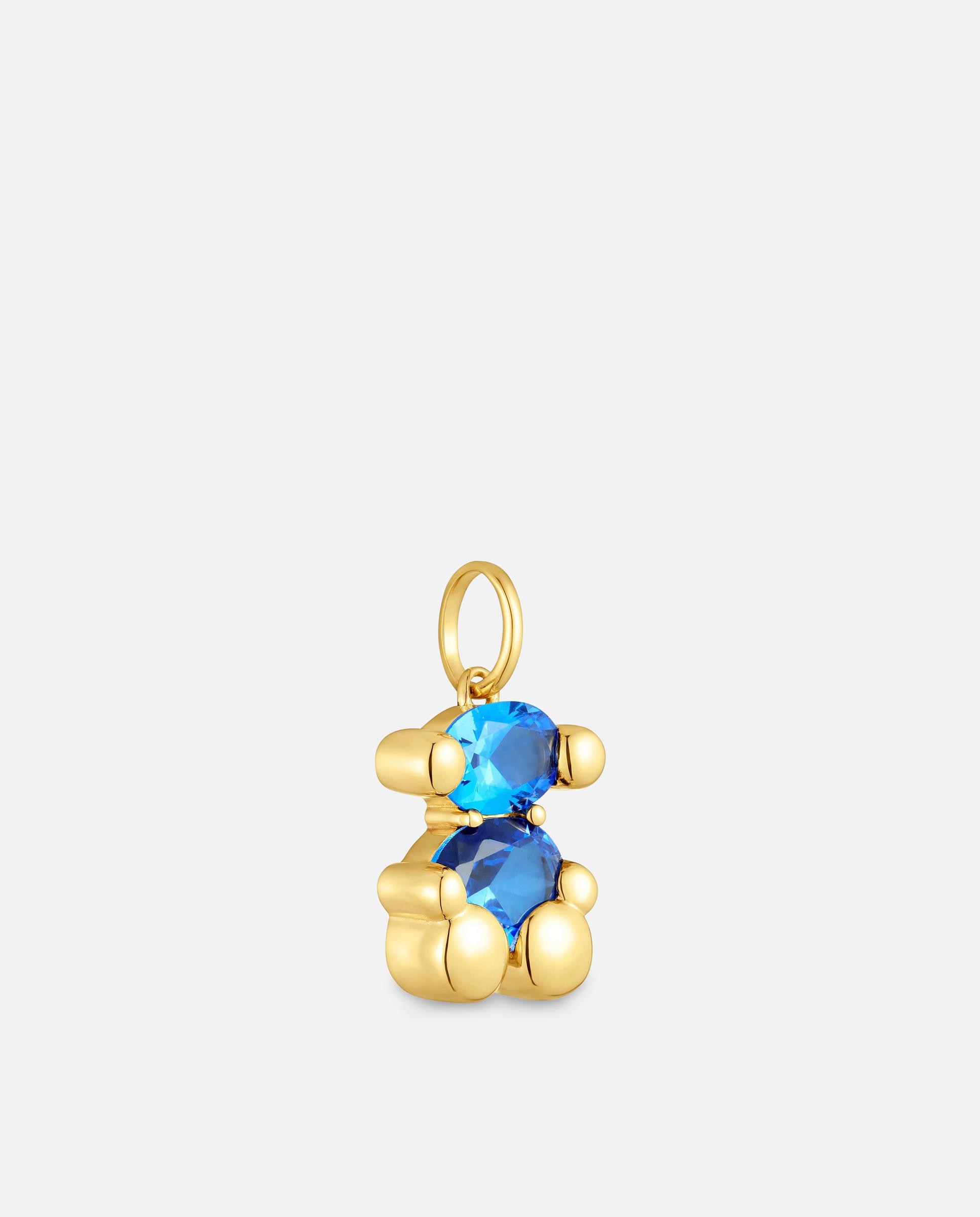 Pendente Banhado em Ouro 18 Kt Sobre Prata com Espinela em Bear Lgg Pequeno Azul-2