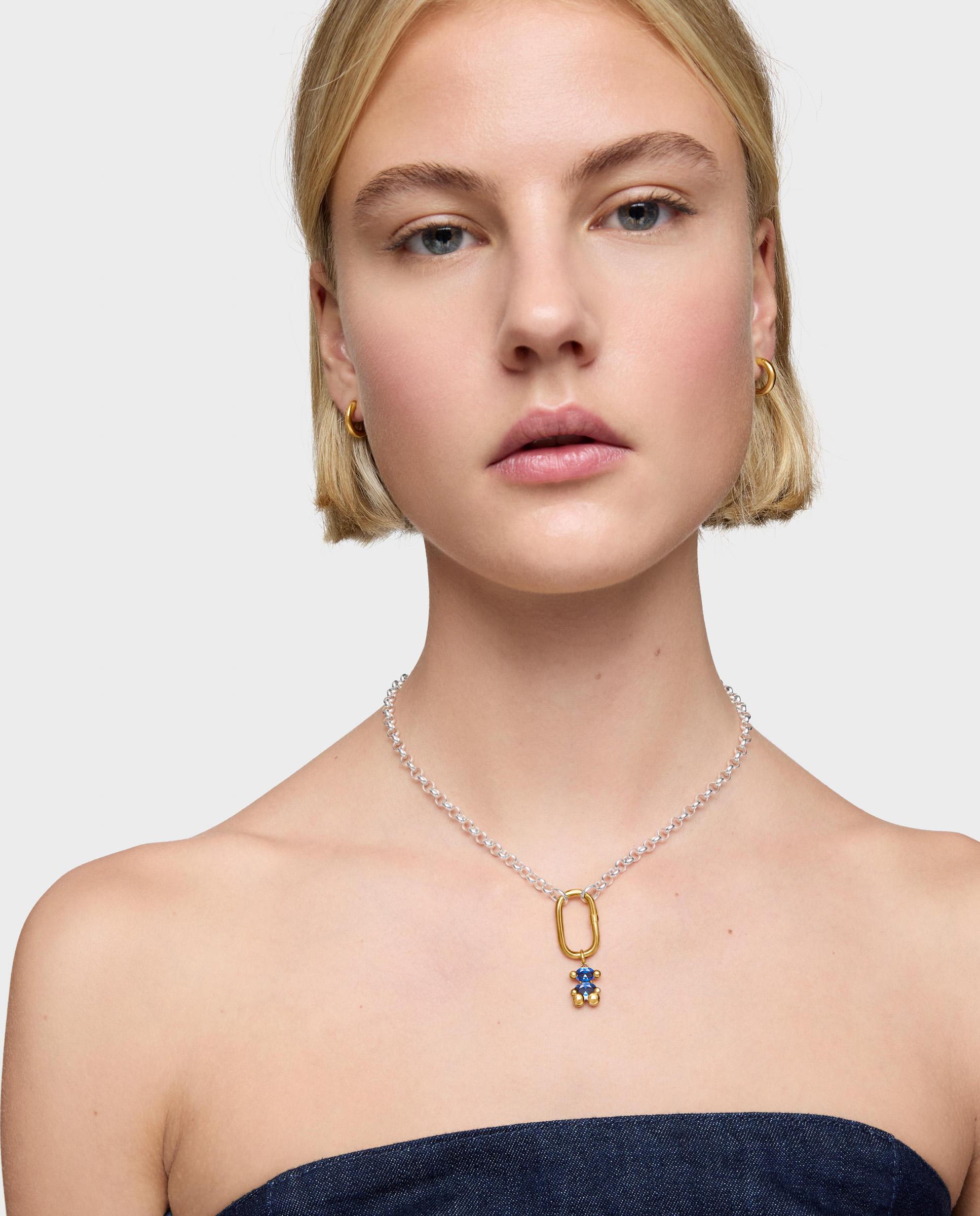 Pendente Banhado em Ouro 18 Kt Sobre Prata com Espinela em Bear Lgg Pequeno Azul-4
