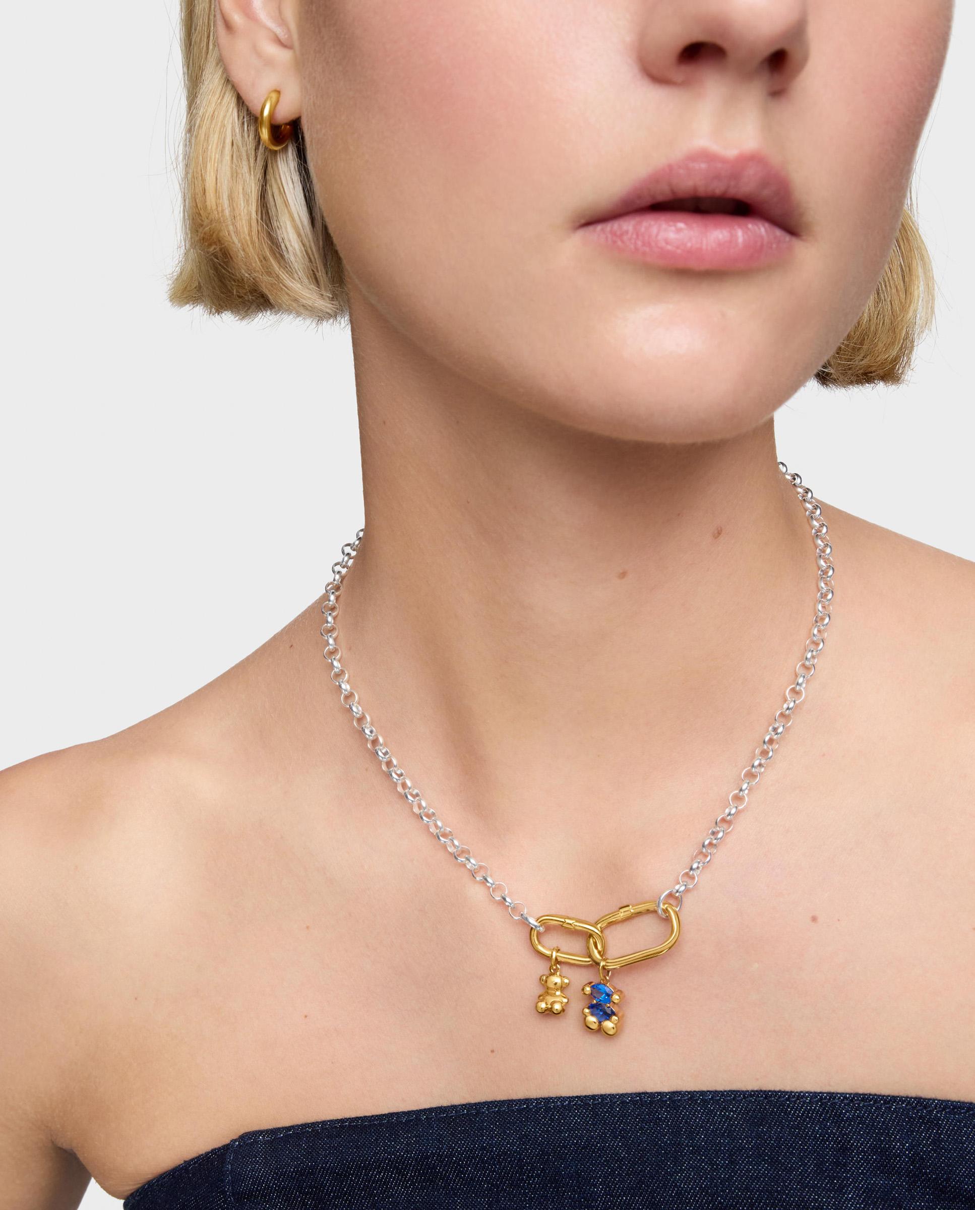 Pendente Banhado em Ouro 18 Kt Sobre Prata com Espinela em Bear Lgg Pequeno Azul-5