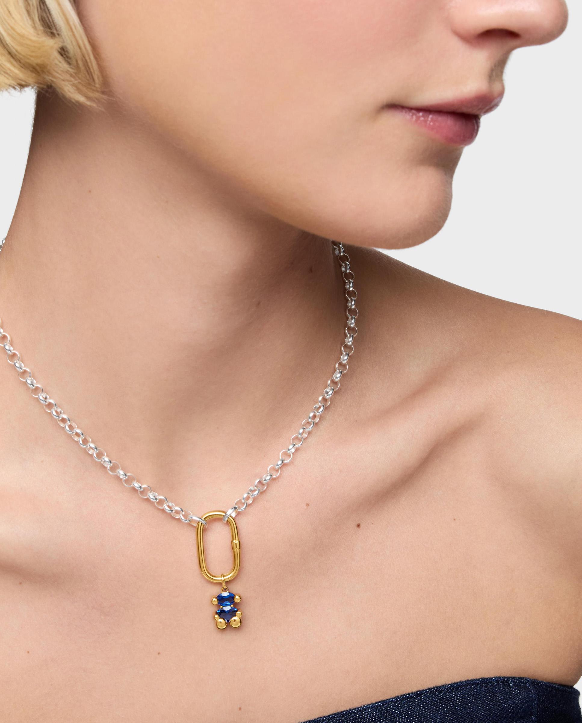 Pendente Banhado em Ouro 18 Kt Sobre Prata com Espinela em Bear Lgg Pequeno Azul-6