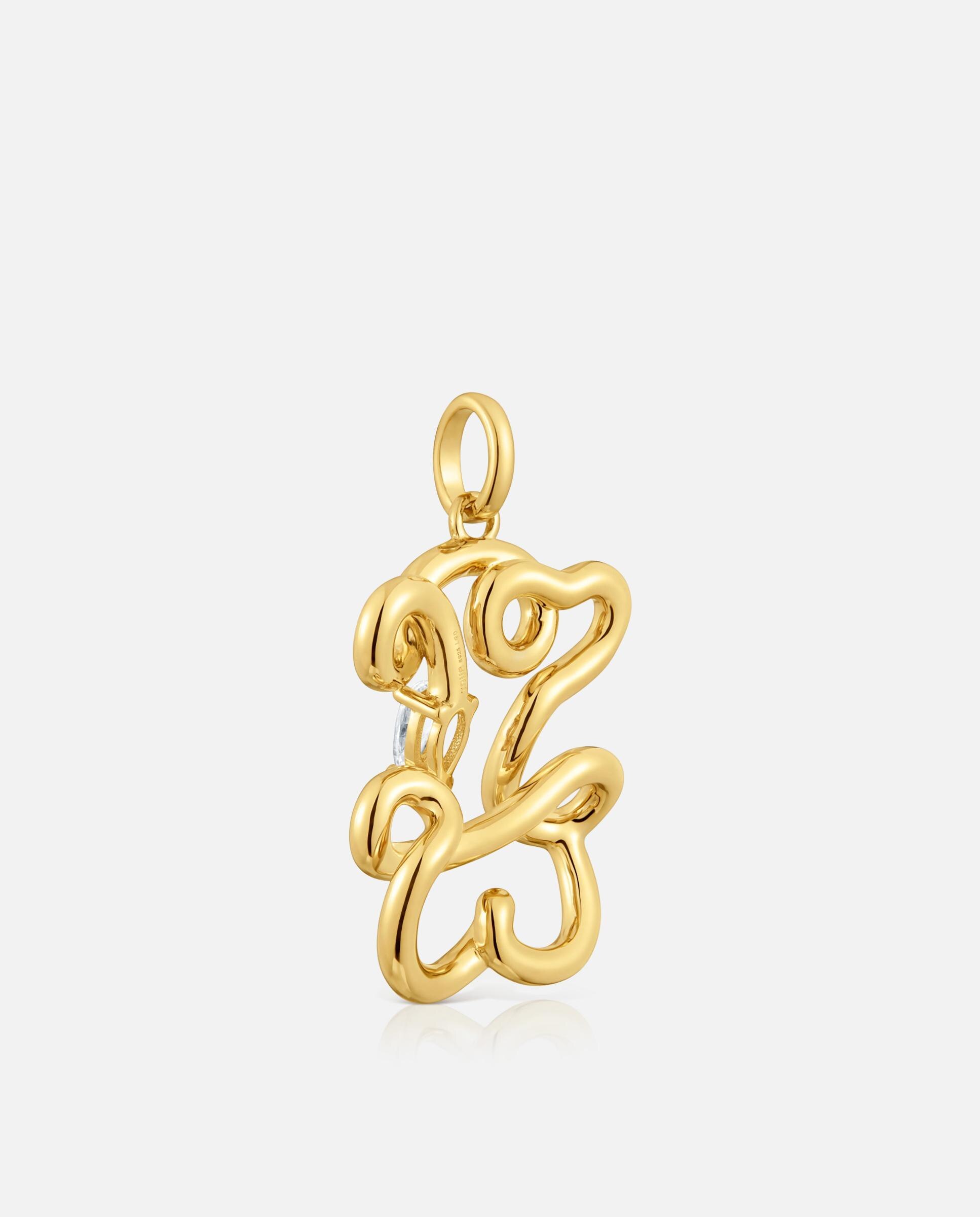 Pendentes Lio Lgd Urso Banhado em Ouro 18 Kt Sobre Prata e Diamantes Criados em Laboratório 22 Mm Branco-3