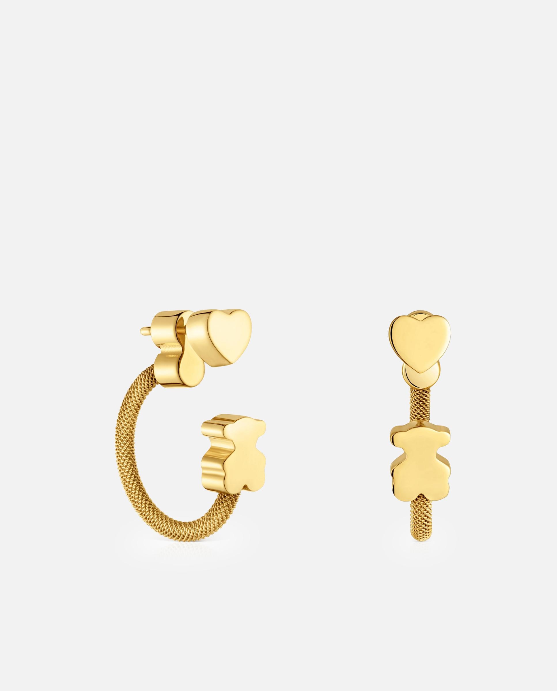 Imagem 0 de Brincos de Aro Icon Mesh Banhados em Ouro 18 Kt Sobre Prata e Motivos