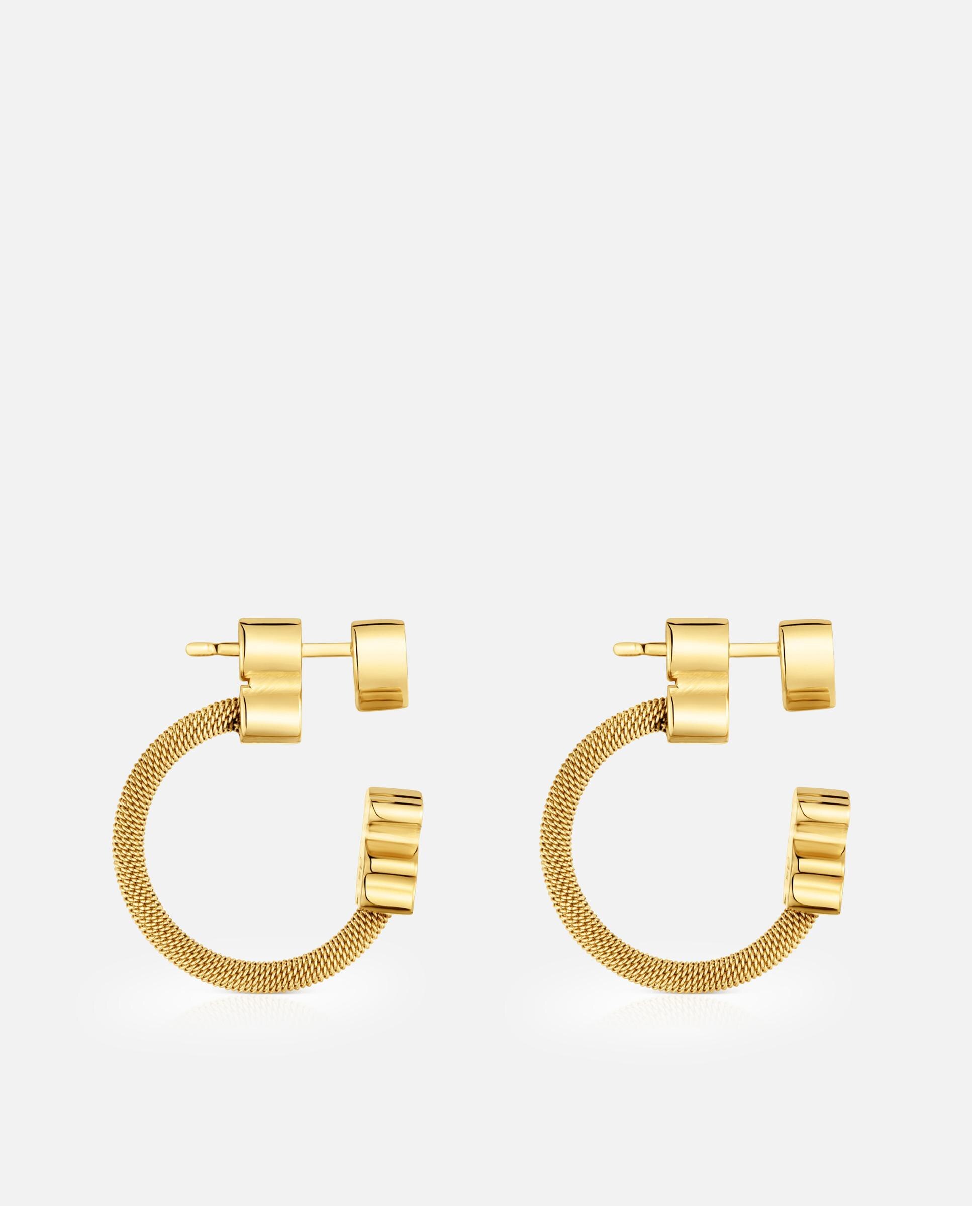 Brincos de Aro Icon Mesh Banhados em Ouro 18 Kt Sobre Prata e Motivos Dourado-2
