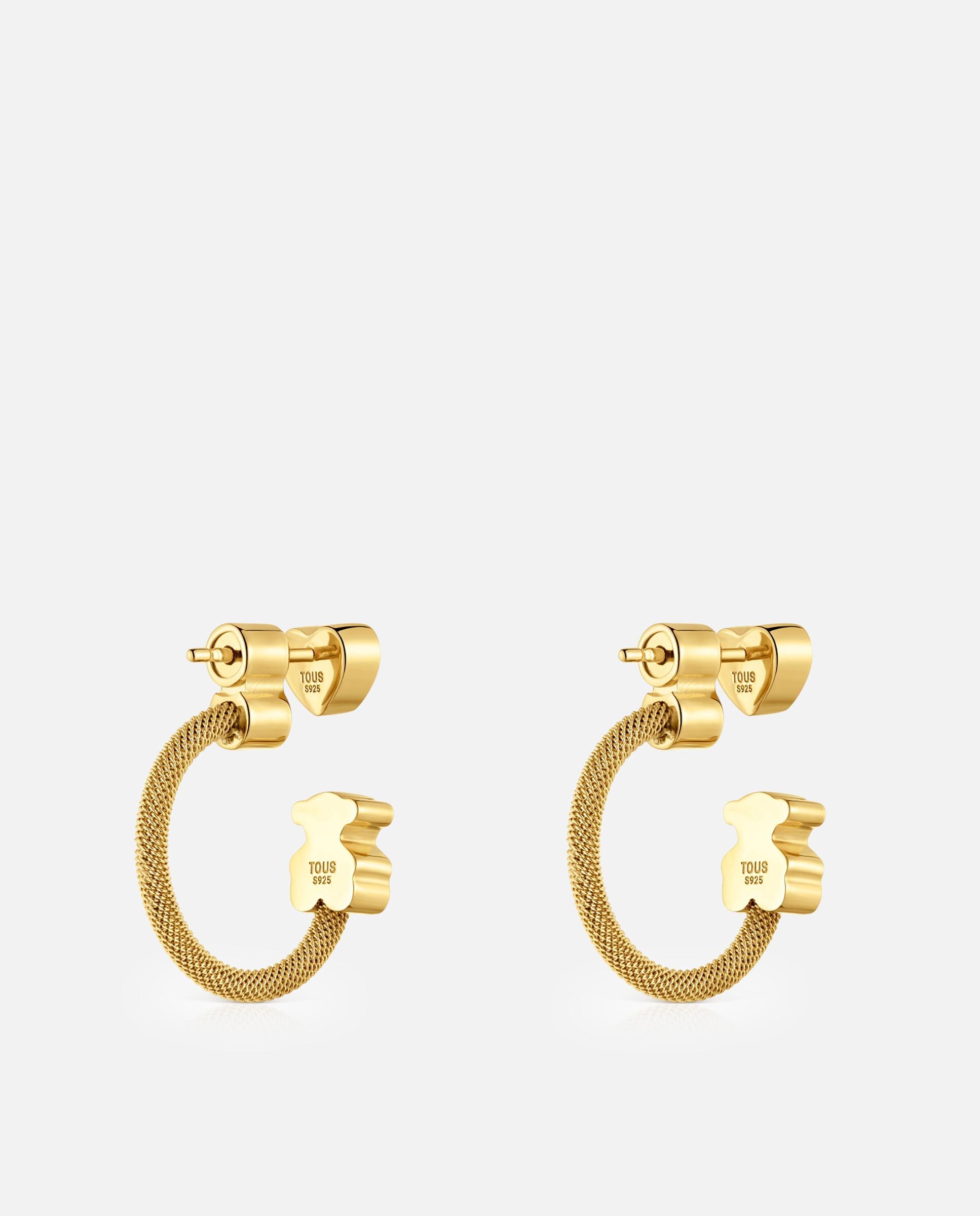 Brincos de Aro Icon Mesh Banhados em Ouro 18 Kt Sobre Prata e Motivos Dourado-3