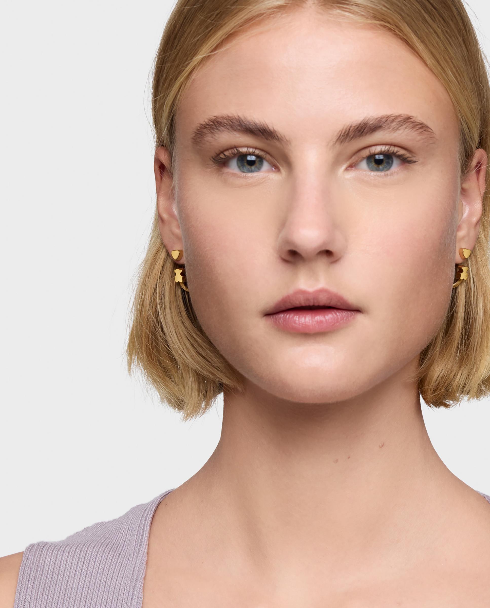 Brincos de Aro Icon Mesh Banhados em Ouro 18 Kt Sobre Prata e Motivos Dourado-5