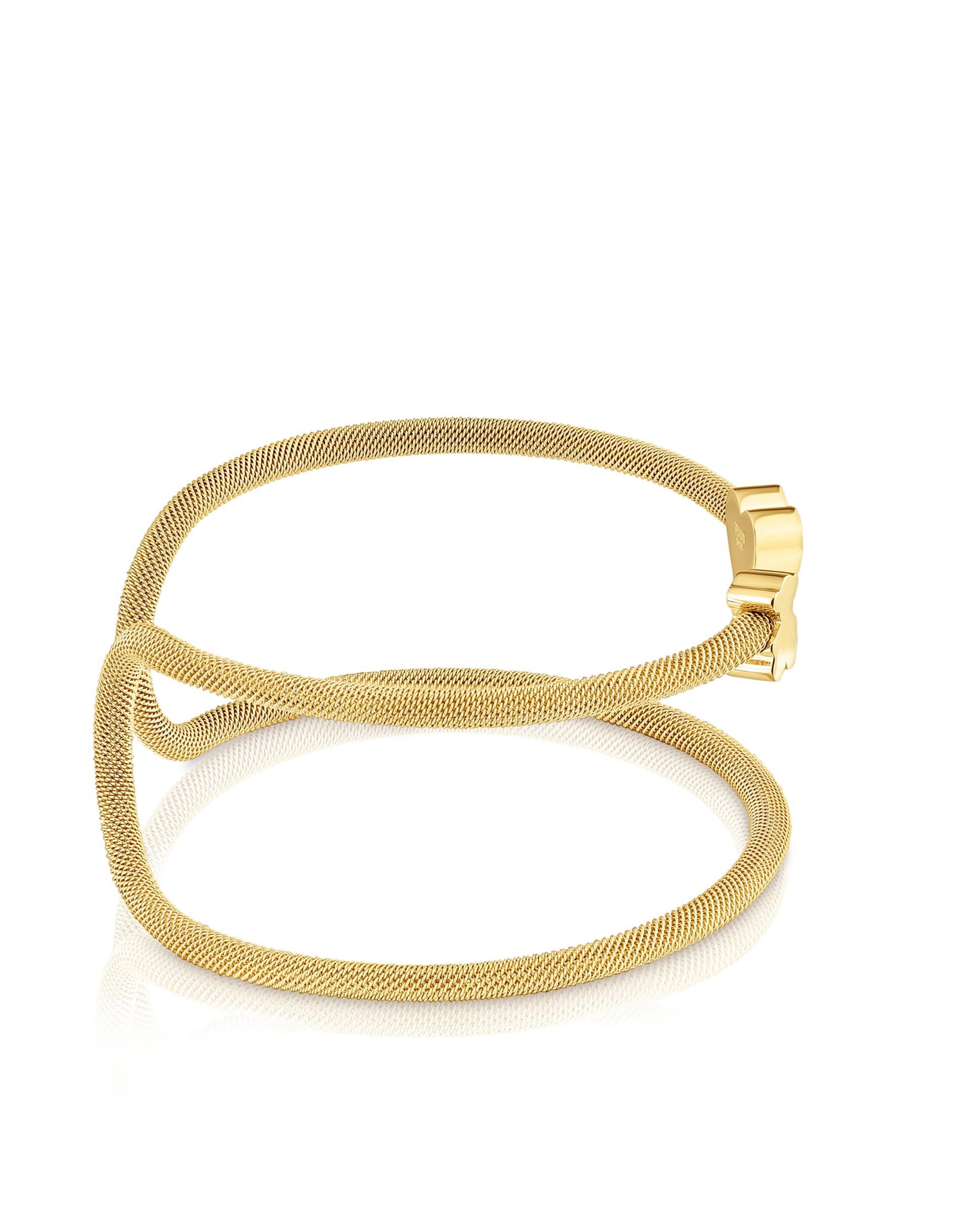 Pulseira Rígida Icon Mesh Dupla Banhada a Ouro 18 Kt Sobre Prata Dourado-2