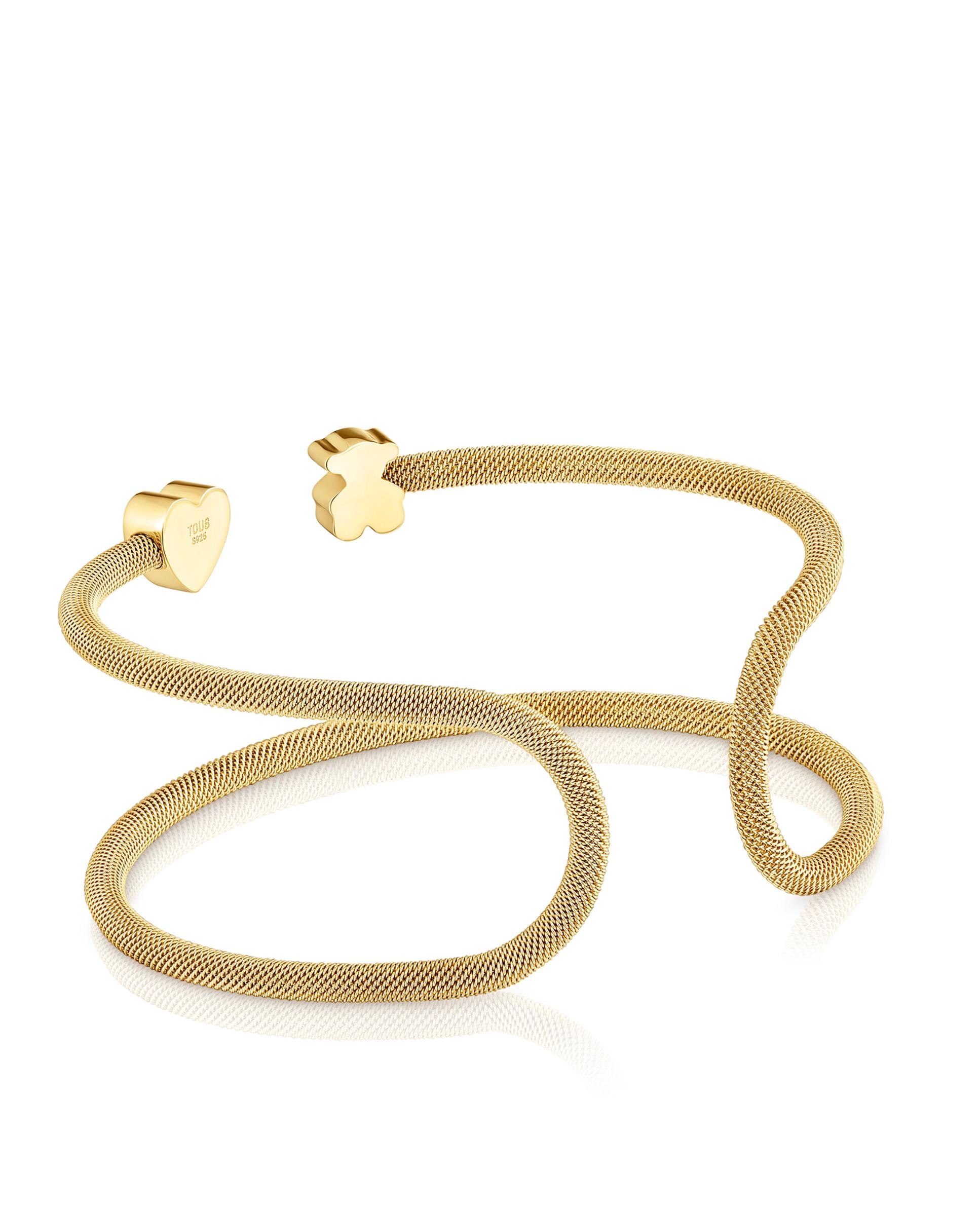 Pulseira Rígida Icon Mesh Dupla Banhada a Ouro 18 Kt Sobre Prata Dourado-3
