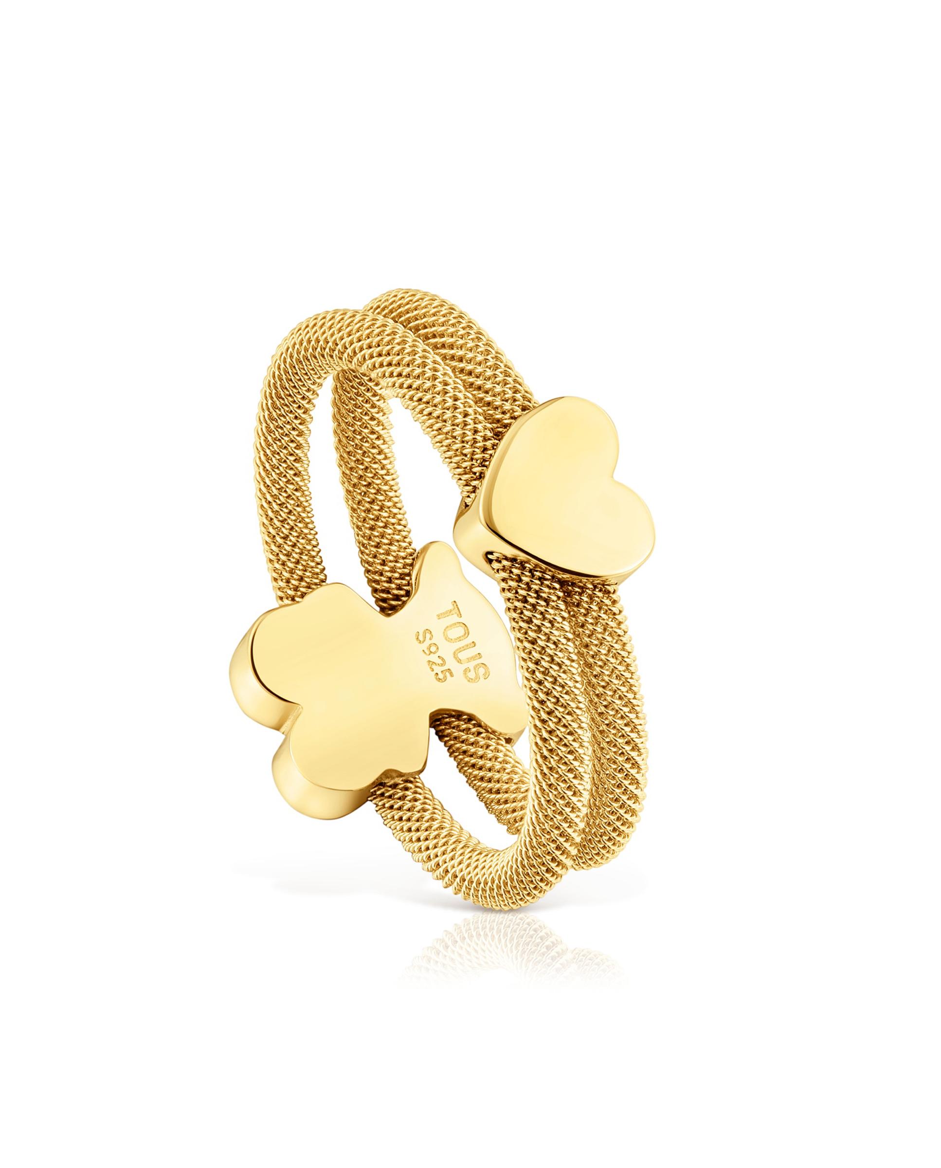 Anel Icon Mesh Banhado a Ouro 18 Kt Sobre Prata Dourado-1