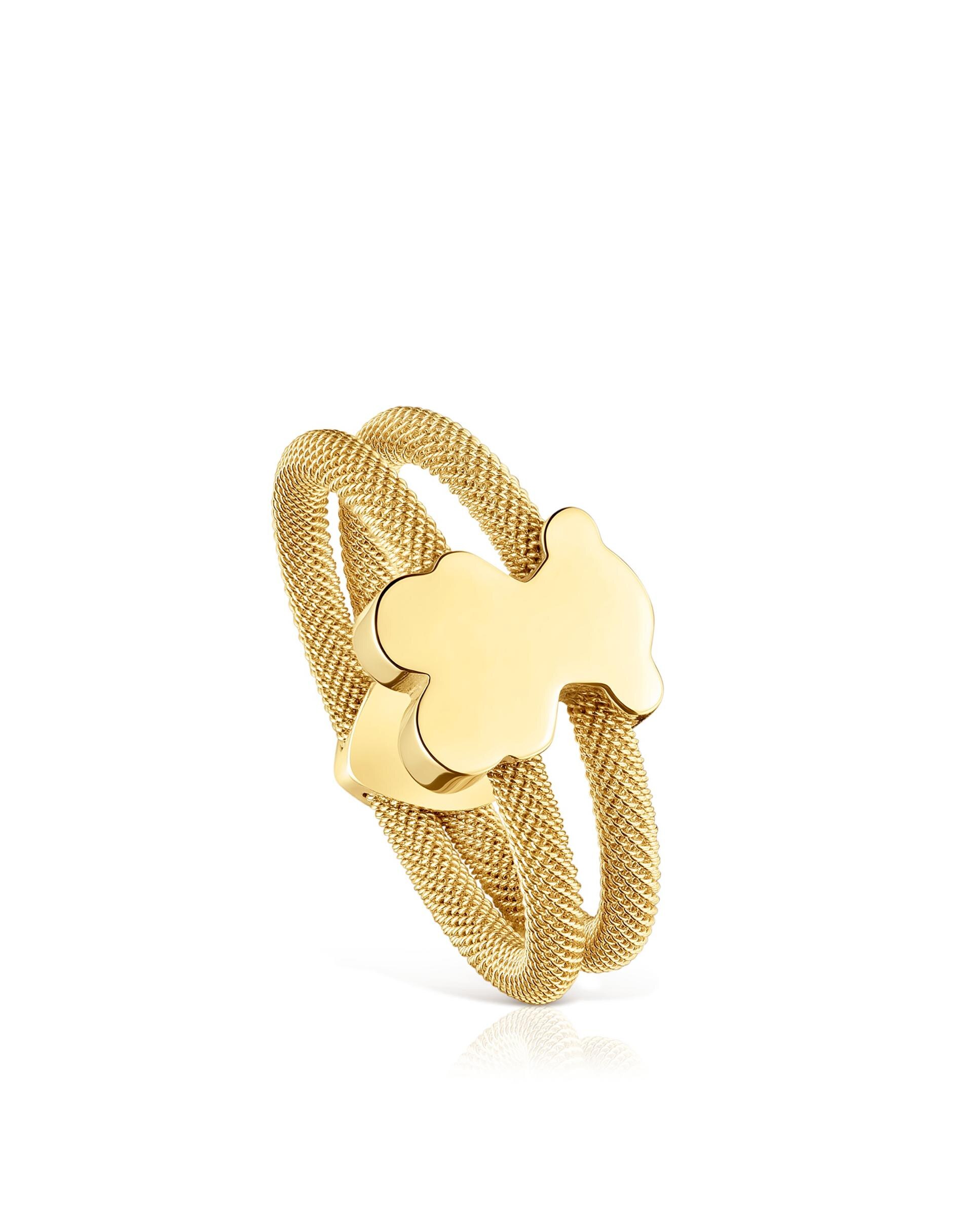 Anel Icon Mesh Banhado a Ouro 18 Kt Sobre Prata Dourado-2