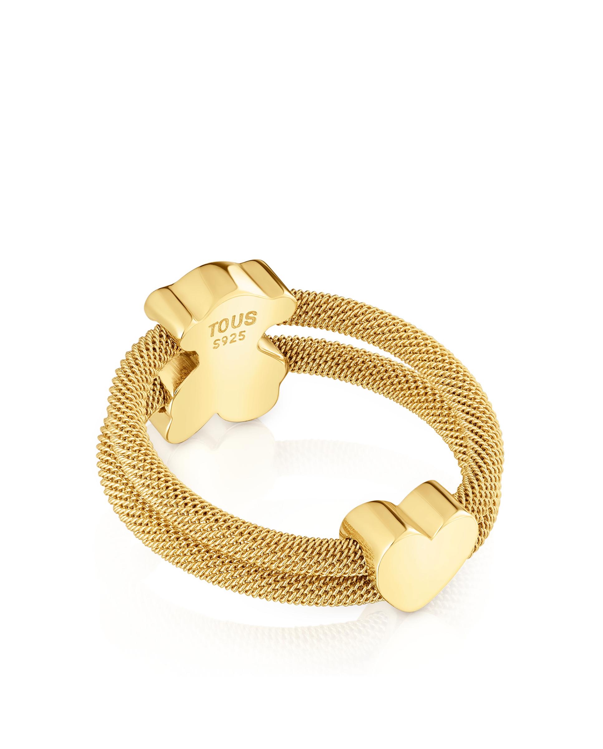 Anel Icon Mesh Banhado a Ouro 18 Kt Sobre Prata Dourado-3