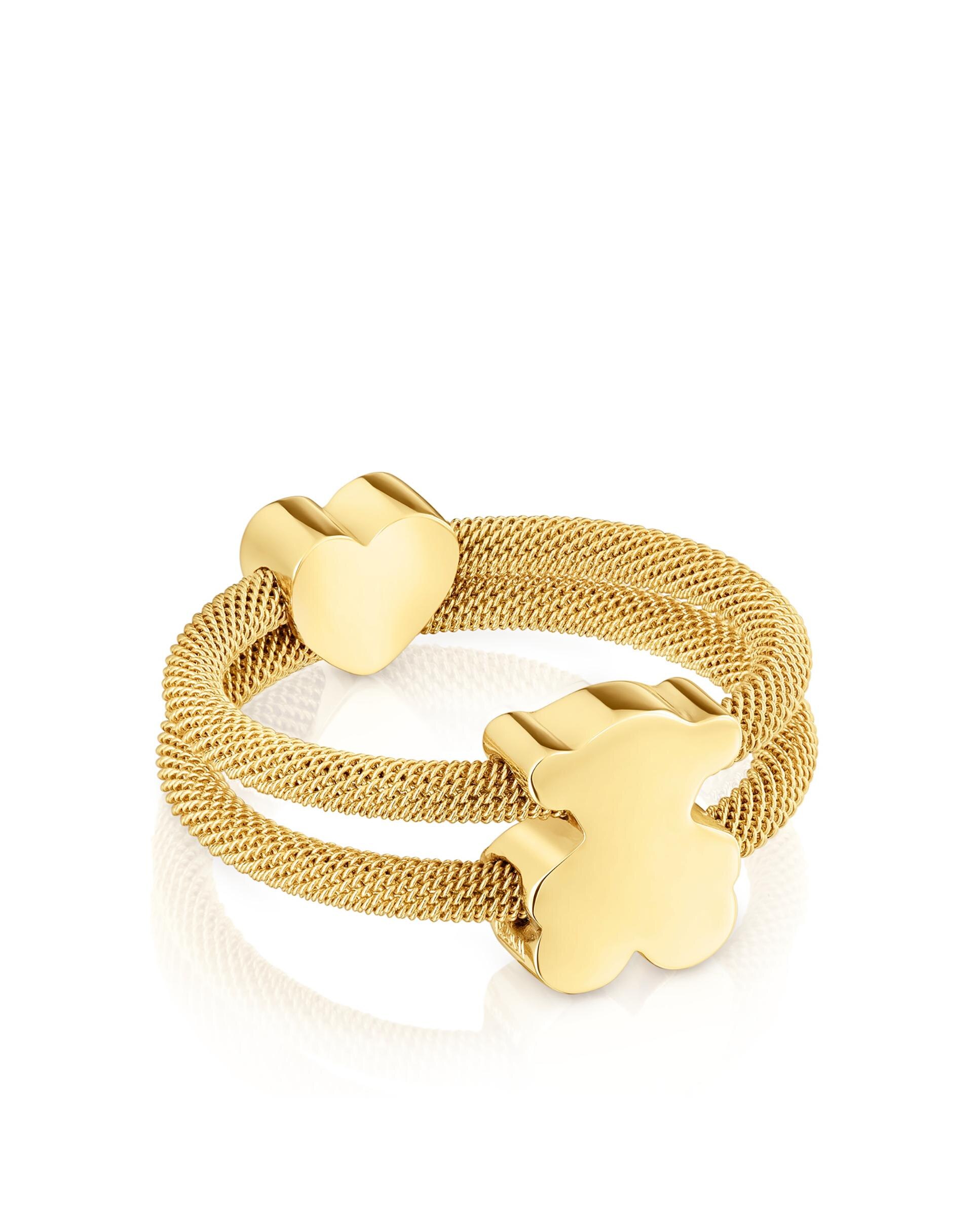 Anel Icon Mesh Banhado a Ouro 18 Kt Sobre Prata Dourado-4