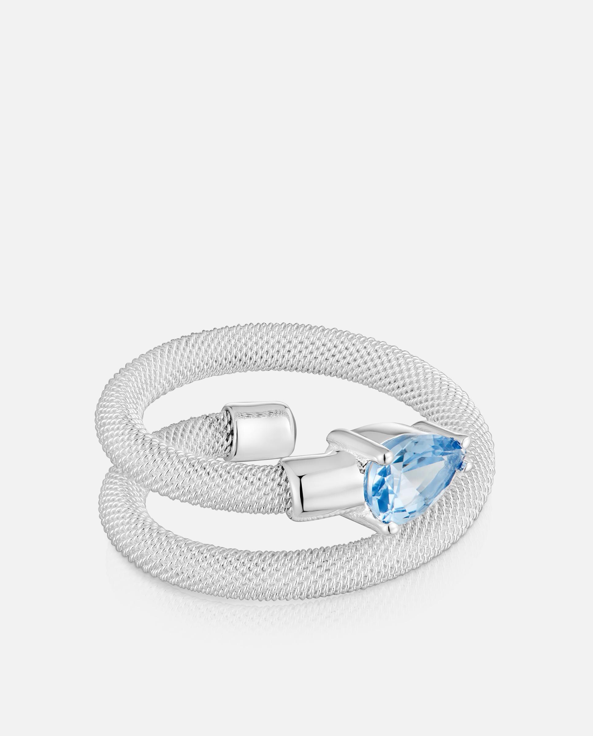 Anel Mesh Lgg Espiral de Prata e Espinela Criada em Laboratório Azul-2