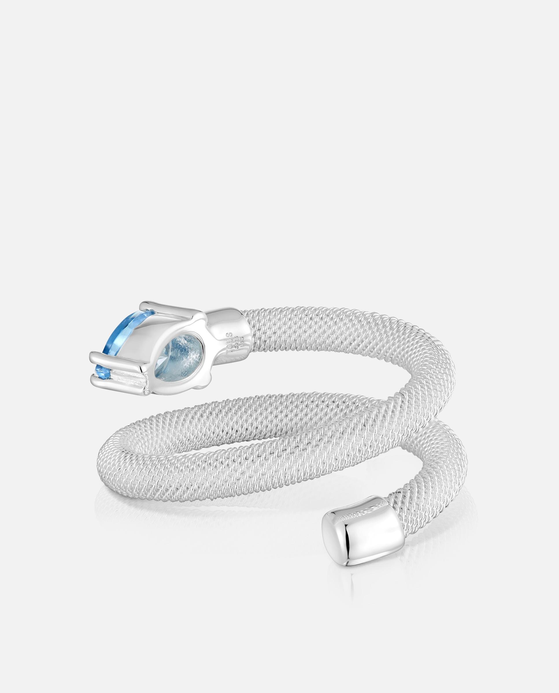 Anel Mesh Lgg Espiral de Prata e Espinela Criada em Laboratório Azul-3