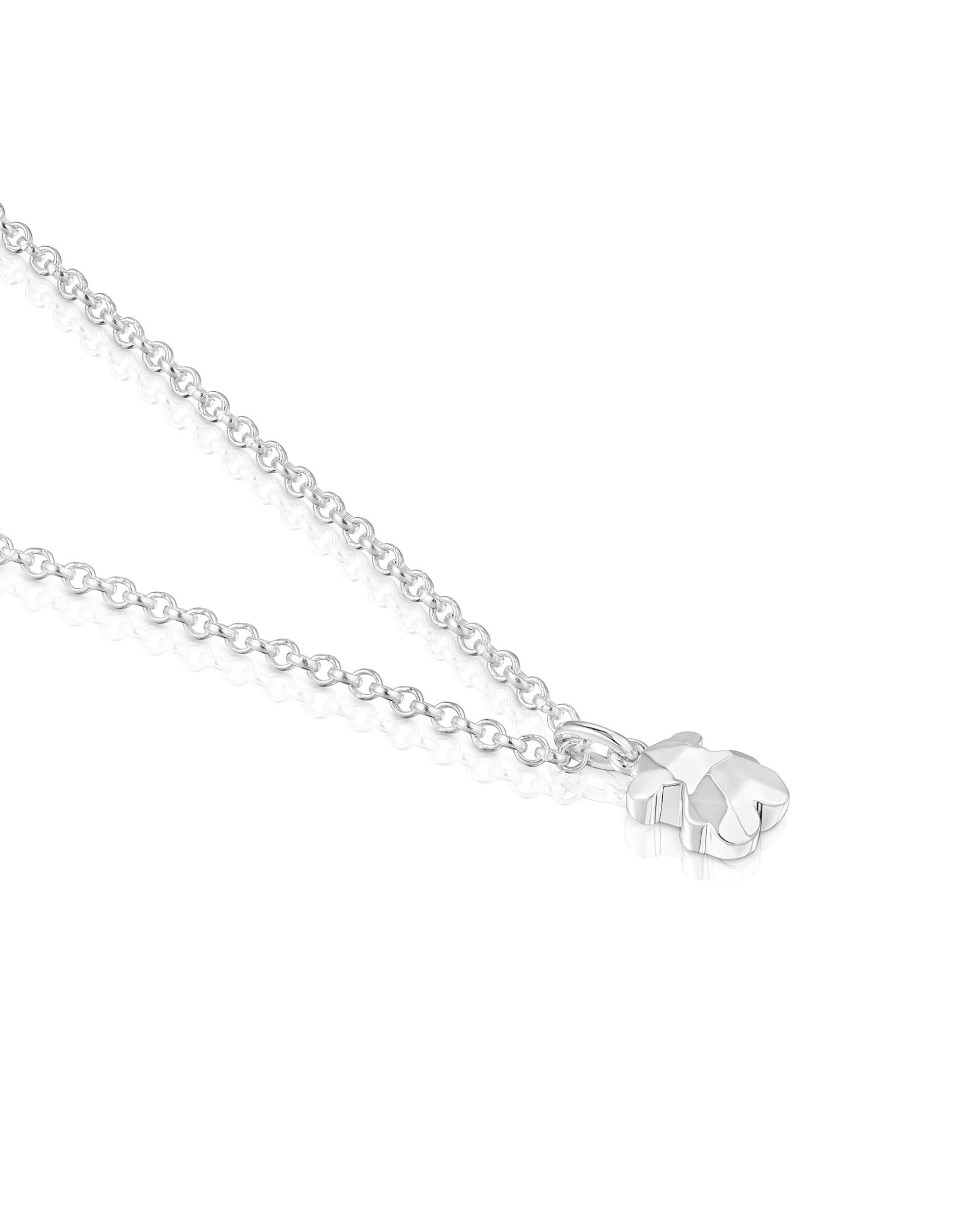 Corrente com Pendentes Icon Metal Curto Urso de Prata Prateado-2