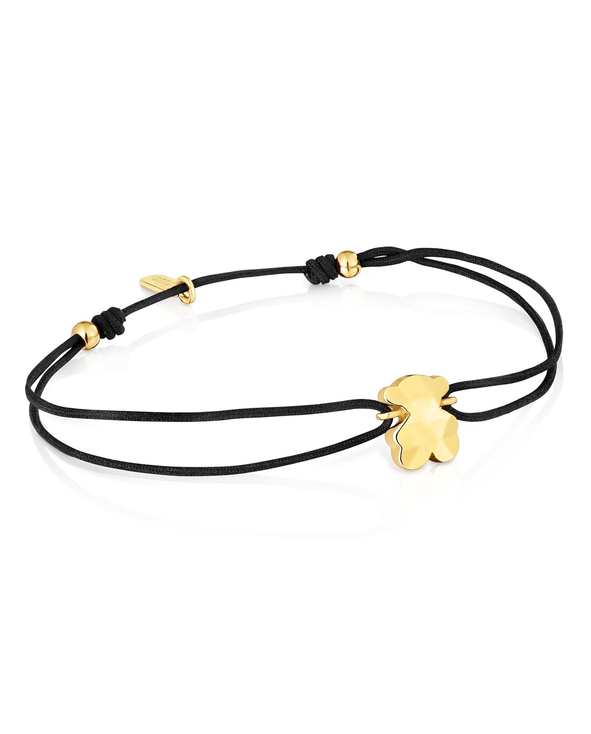 Pulseira de Cordão e Fio Icon Metal Bicolor de Nylon com Urso Dourado-1