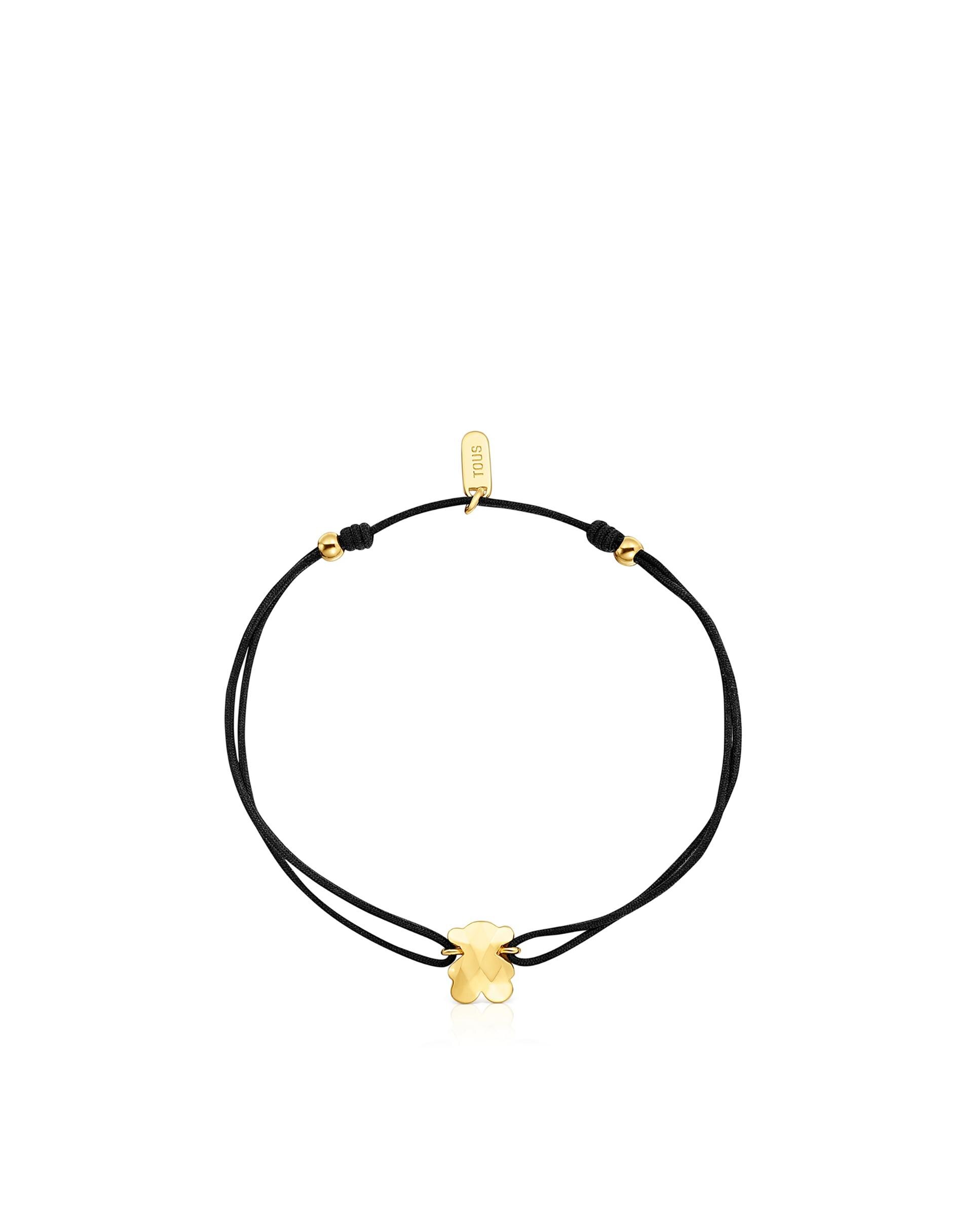 Pulseira de Cordão e Fio Icon Metal Bicolor de Nylon com Urso Dourado-2