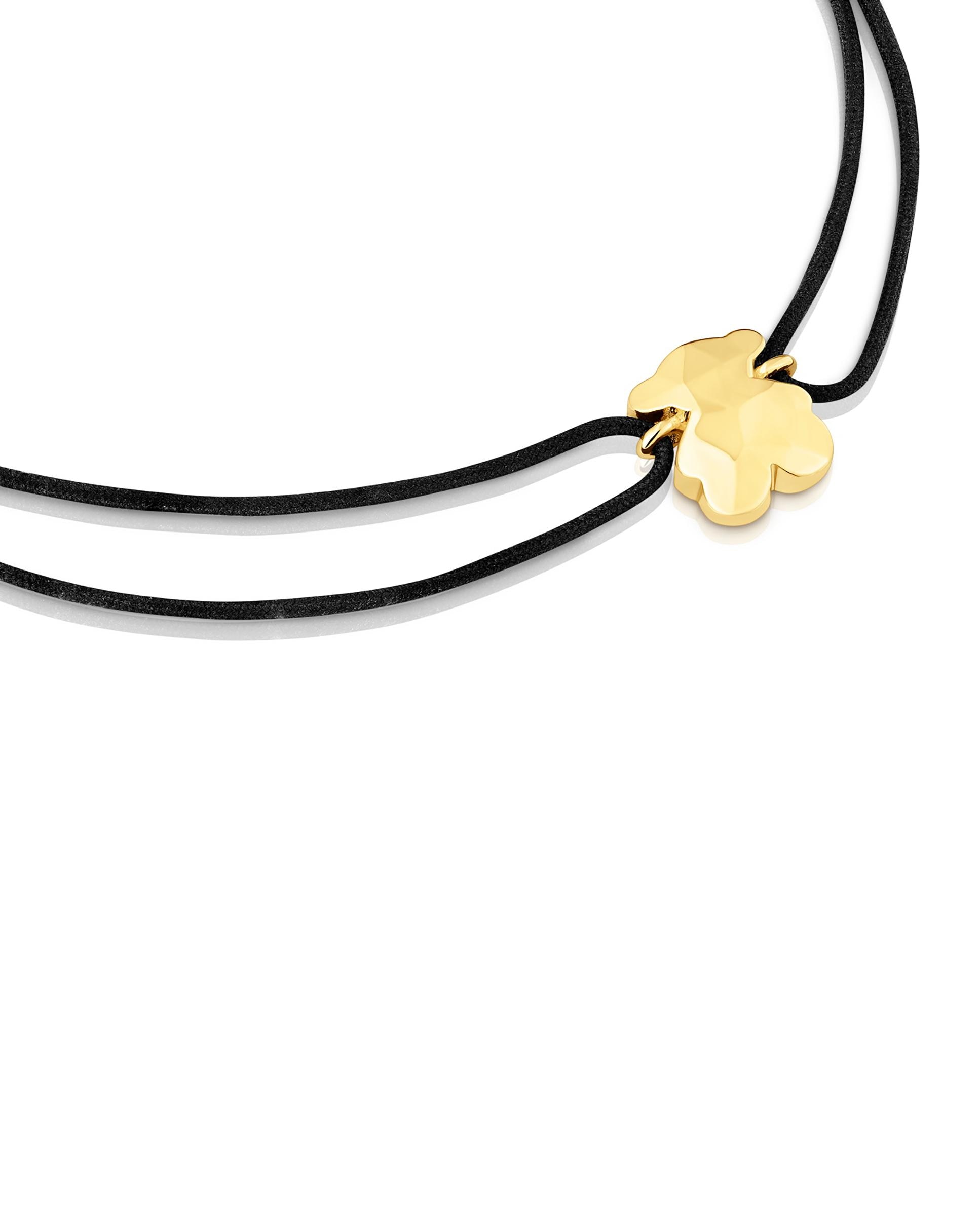Pulseira de Cordão e Fio Icon Metal Bicolor de Nylon com Urso Dourado-3