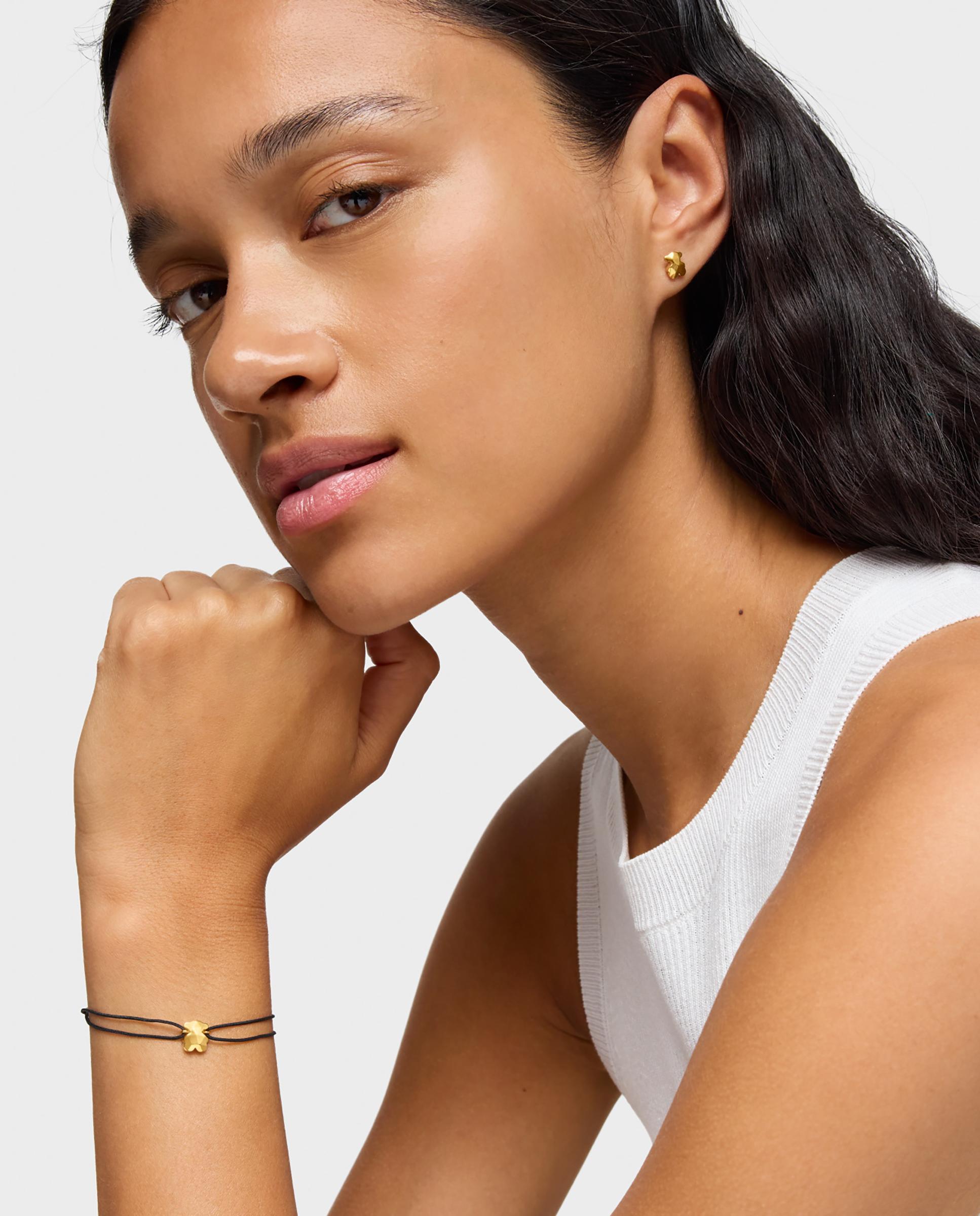 Pulseira de Cordão e Fio Icon Metal Bicolor de Nylon com Urso Dourado-4