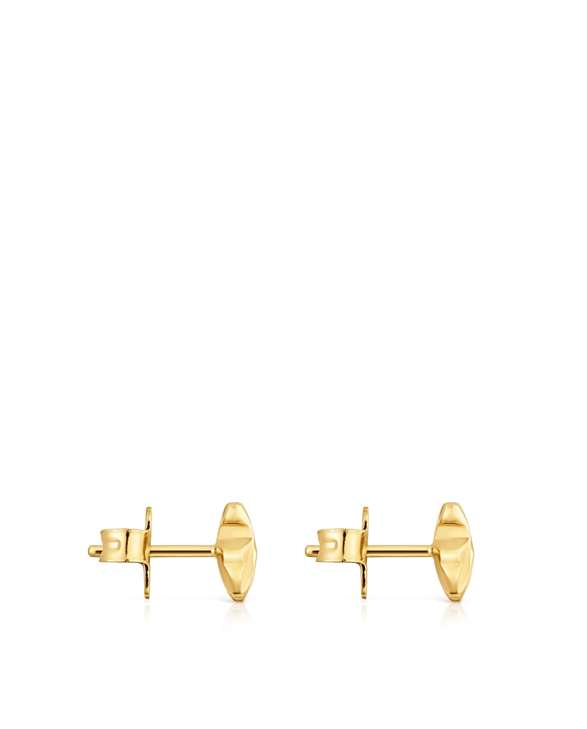 Brincos Icon Metal Urso Banhados em Ouro 18 Kt Sobre Prata Dourado-2