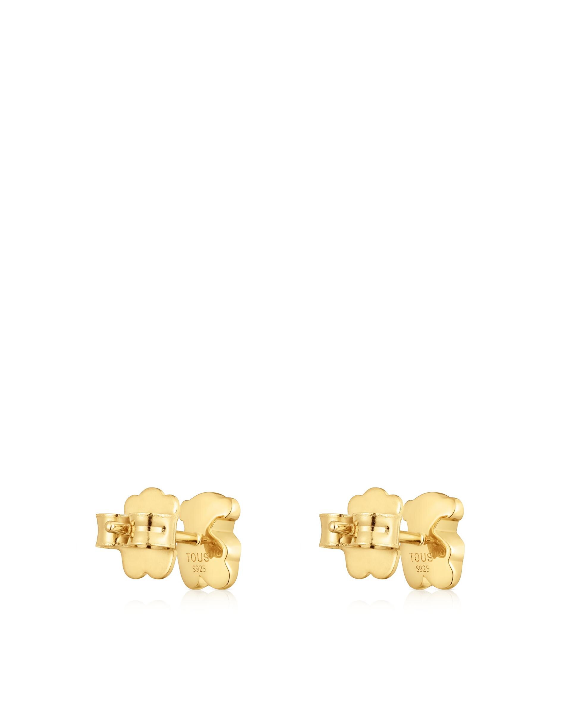 Brincos Icon Metal Urso Banhados em Ouro 18 Kt Sobre Prata Dourado-3