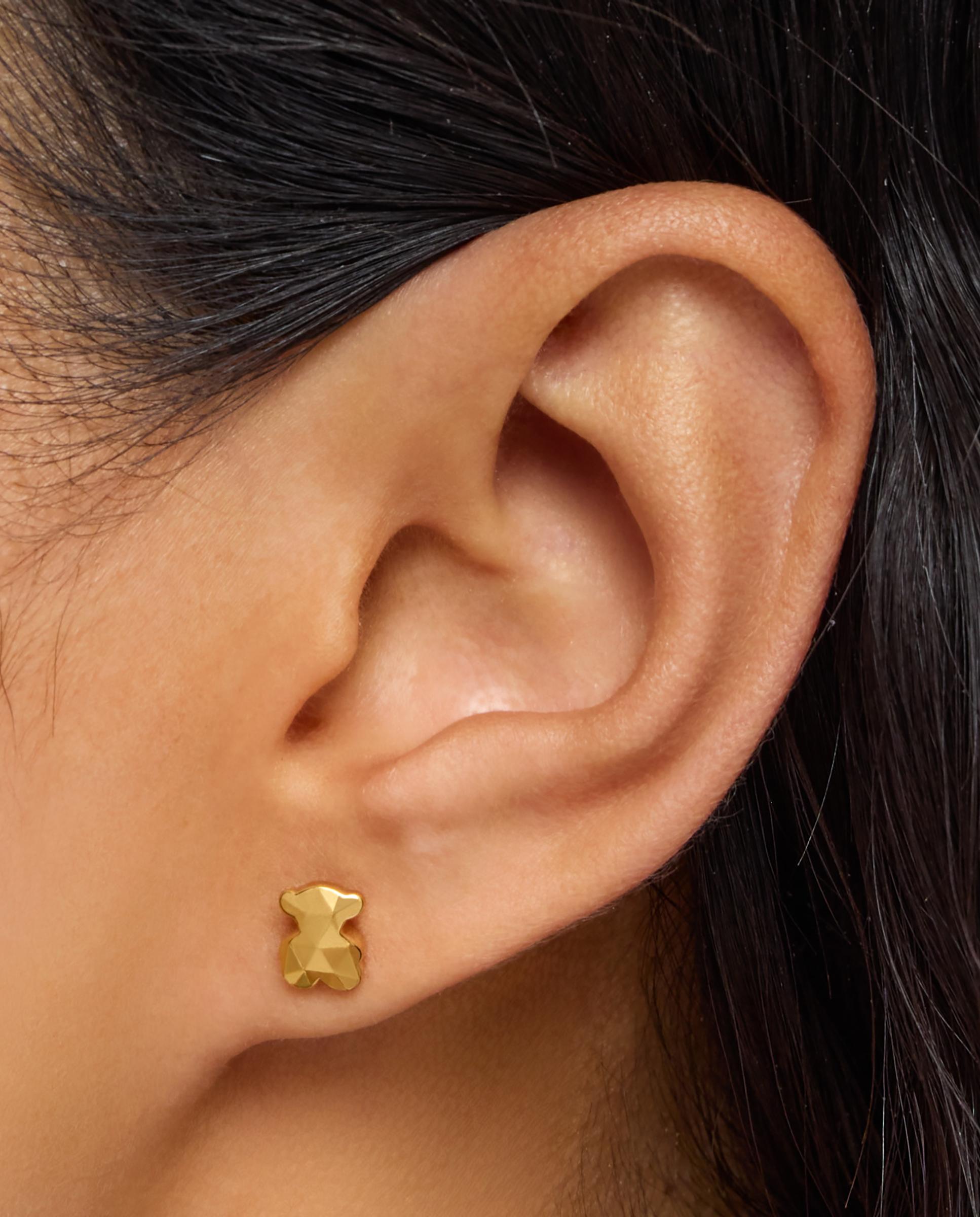 Brincos Icon Metal Urso Banhados em Ouro 18 Kt Sobre Prata Dourado-6