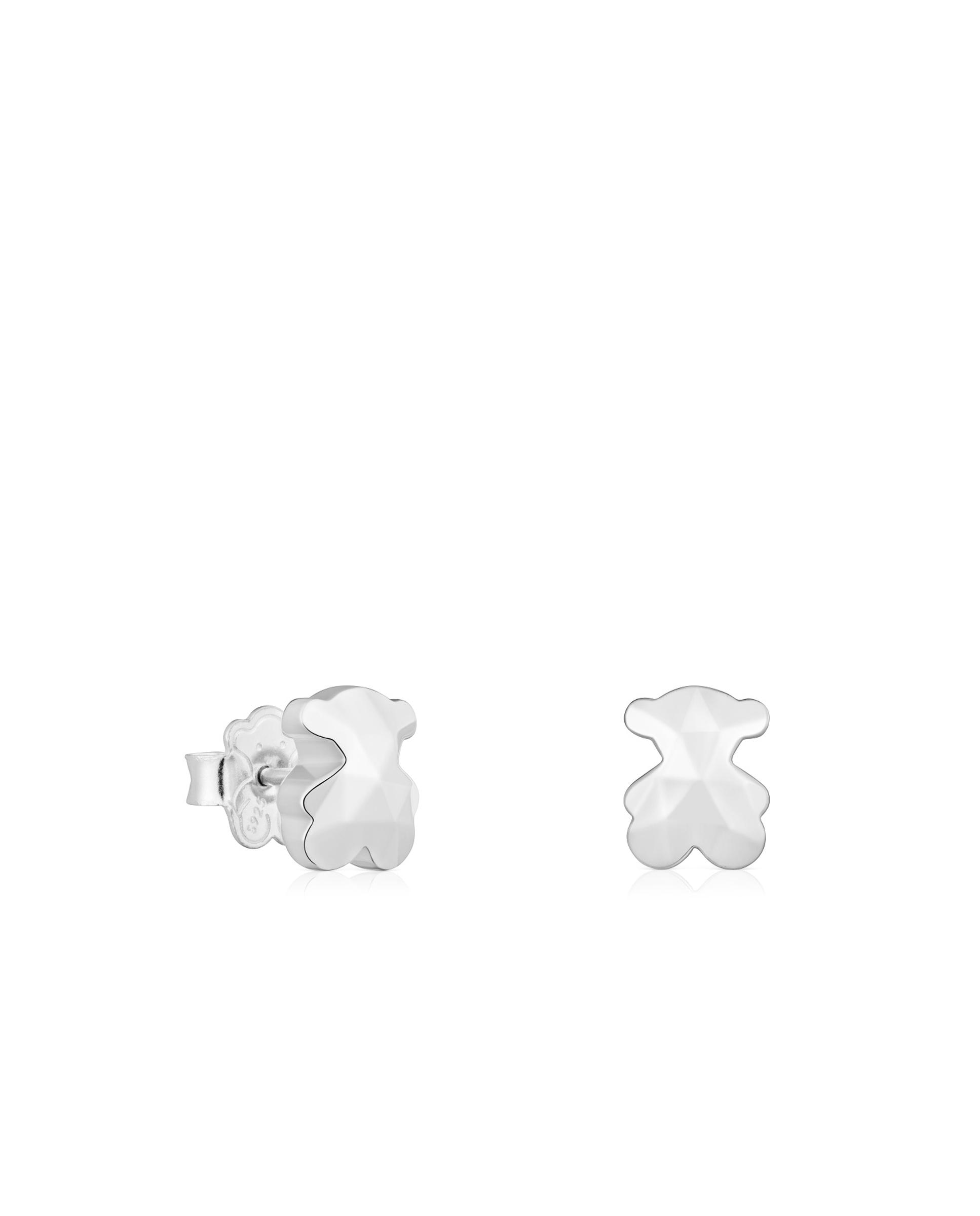 Brincos Icon Metal Urso de Prata Prateado-1