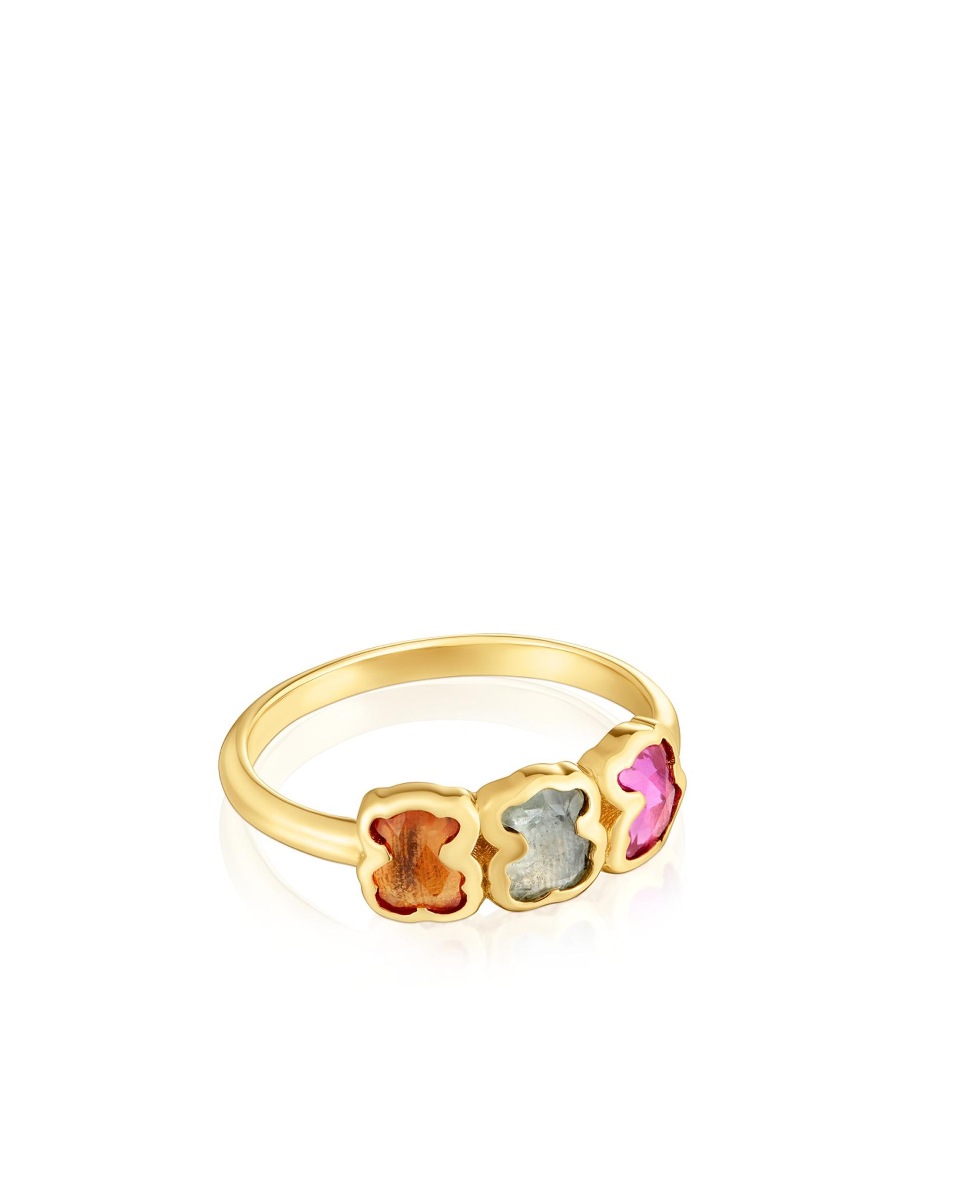 Anel com Gemas Criadas em Laboratório Icon Color Lgg Banhado a Ouro 18 Kt Sobre Prata Multicolor-1