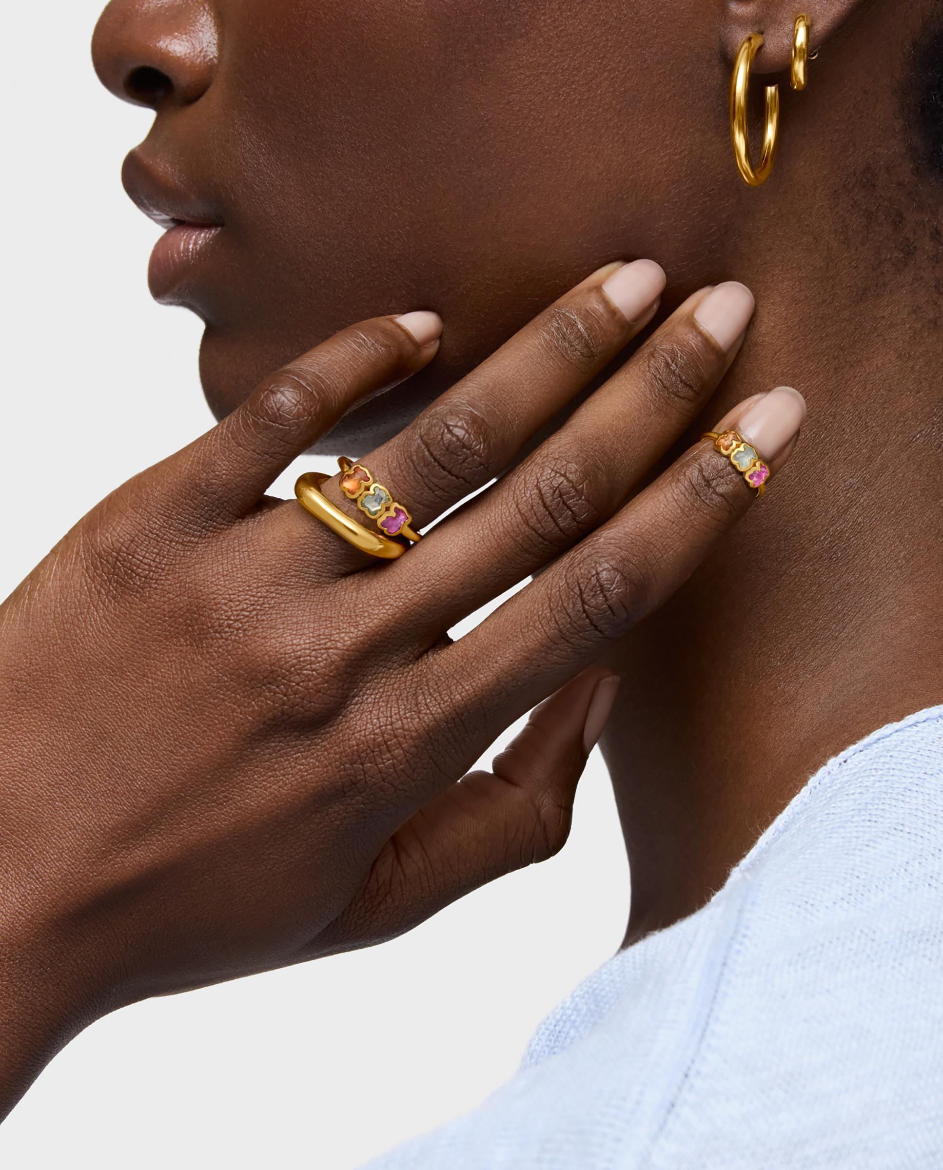 Anel com Gemas Criadas em Laboratório Icon Color Lgg Banhado a Ouro 18 Kt Sobre Prata Multicolor-4