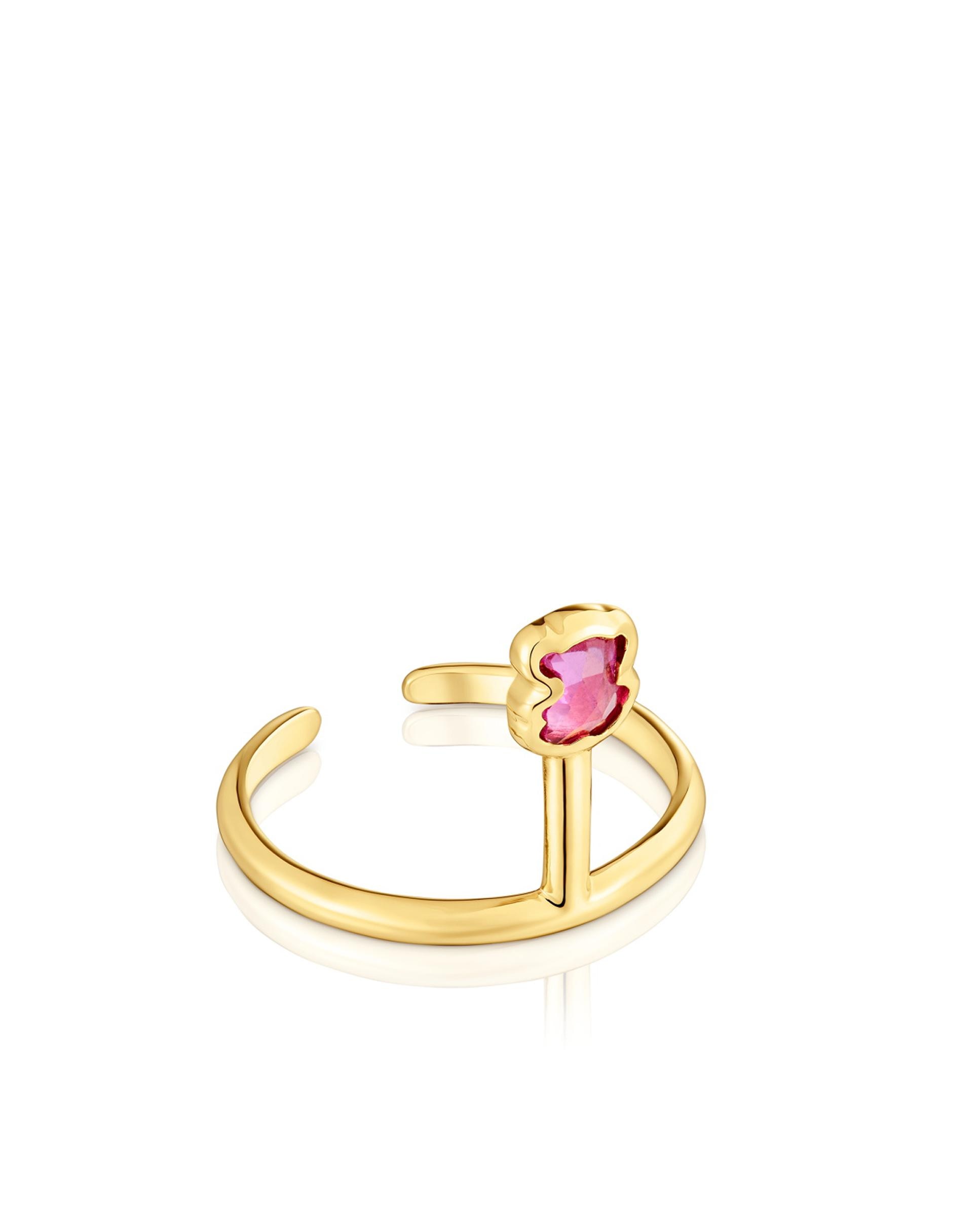 Anel com Rubi Criado em Laboratório Icon Color Lgg Banhado a Ouro 18 Kt Sobre Prata Vermelho-1