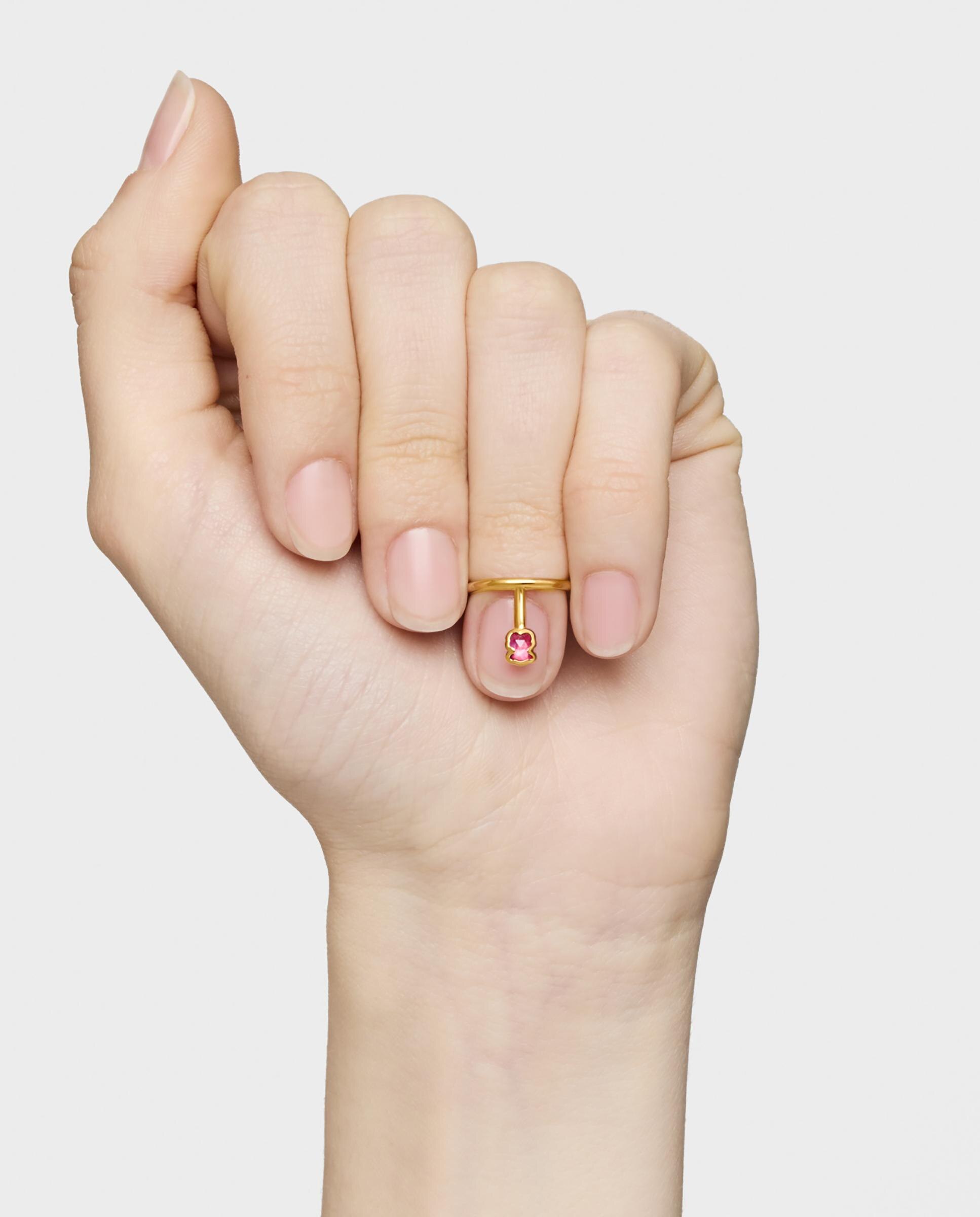 Anel com Rubi Criado em Laboratório Icon Color Lgg Banhado a Ouro 18 Kt Sobre Prata Vermelho-5