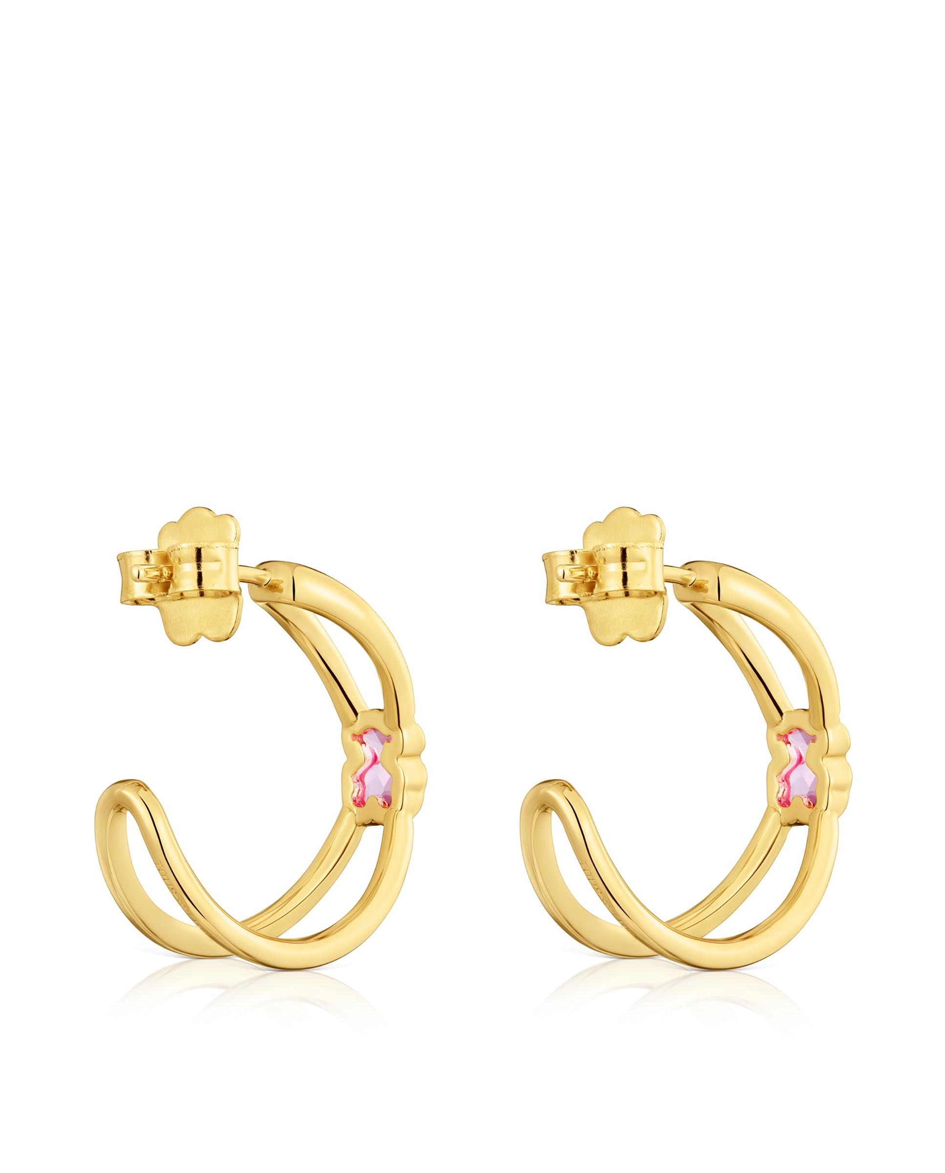 Brincos de Aro Icon Color Lgg Banhados a Ouro 18 Kt em Prata com Rubi Criado em Laboratório Vermelho-3