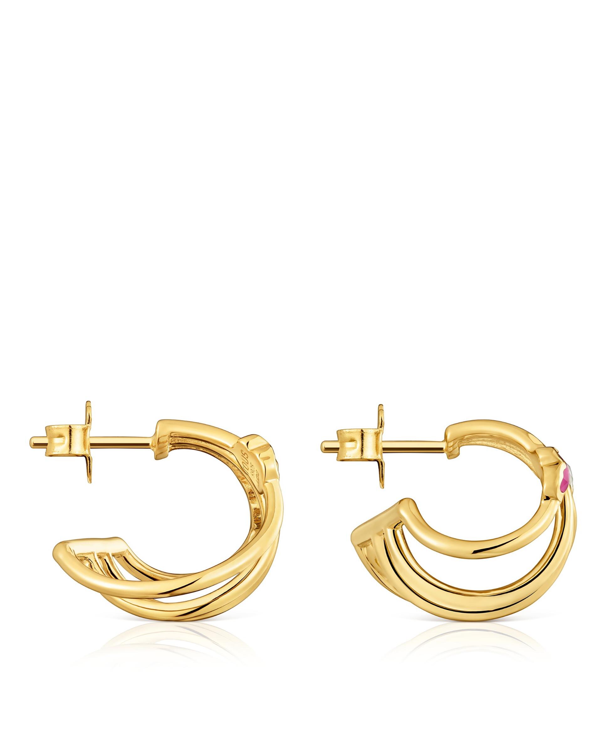 Brincos de Aro Icon Color Lgg Banhados a Ouro 18 Kt Sobre Prata com Gemas Criadas em Laboratório Multicolor-2