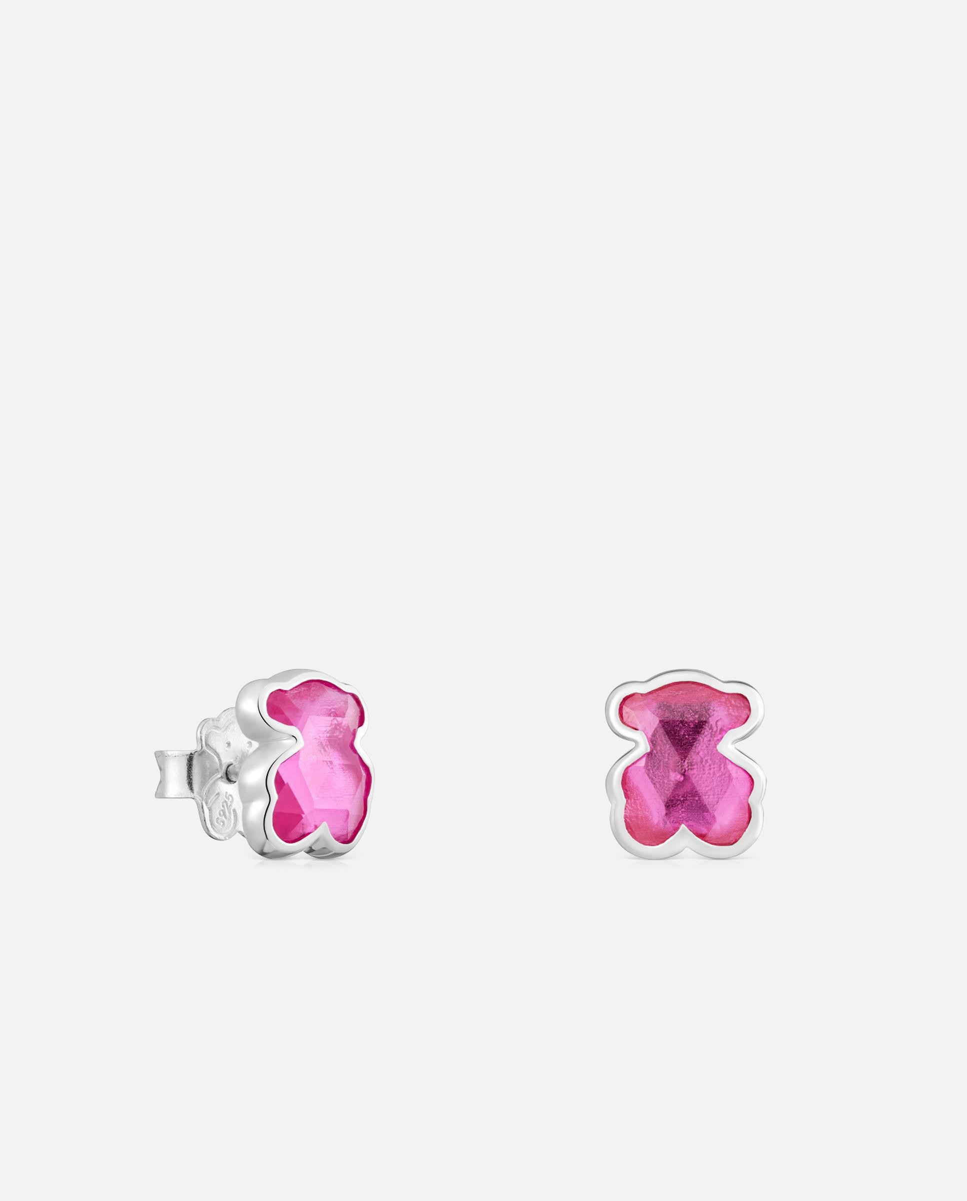 Brincos Icon Color Lgg de Prata com Rubi Criado em Laboratório 10 Mm Rosa-1