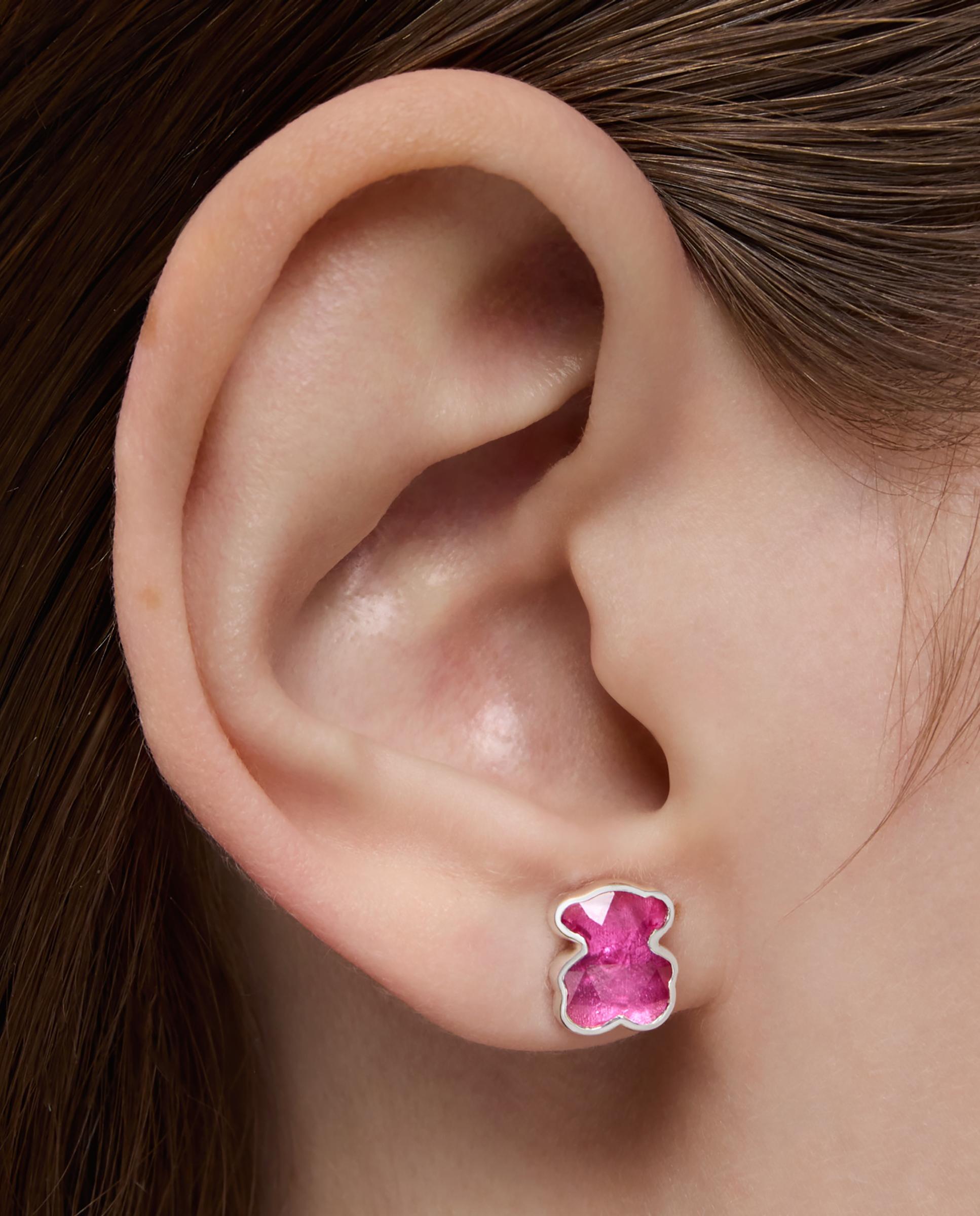 Brincos Icon Color Lgg de Prata com Rubi Criado em Laboratório 10 Mm Rosa-5