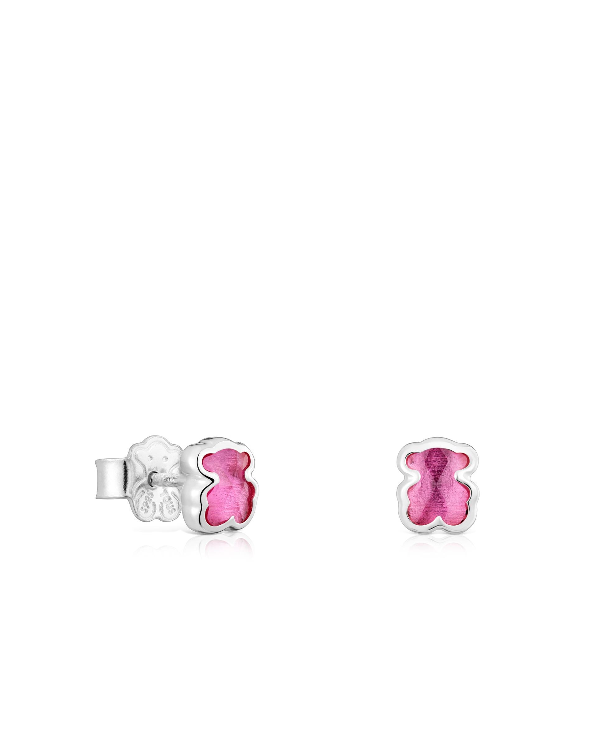Brincos Icon Color Lgg de Prata com Rubi Criado em Laboratório 5 Mm Rosa-1