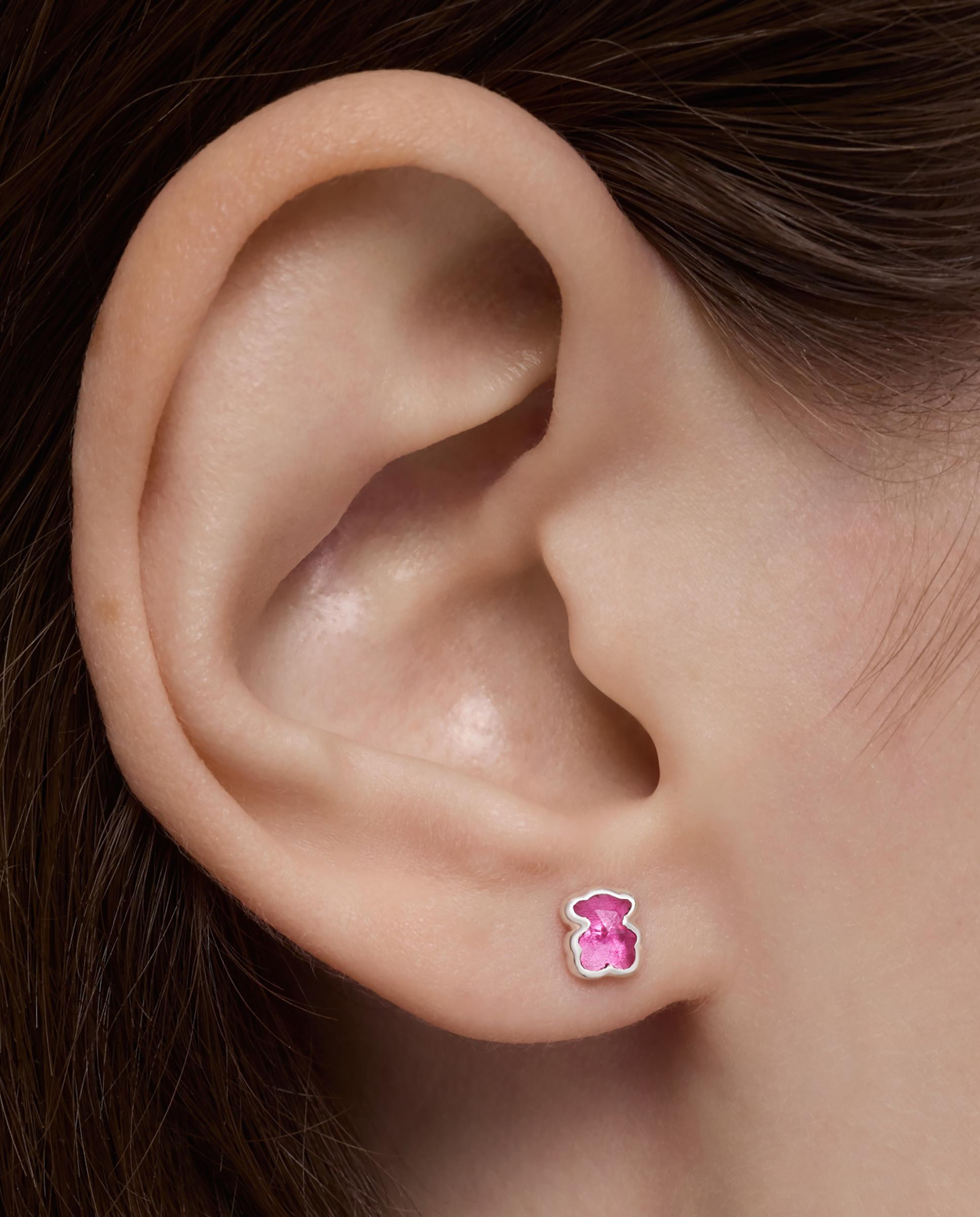 Brincos Icon Color Lgg de Prata com Rubi Criado em Laboratório 5 Mm Rosa-6